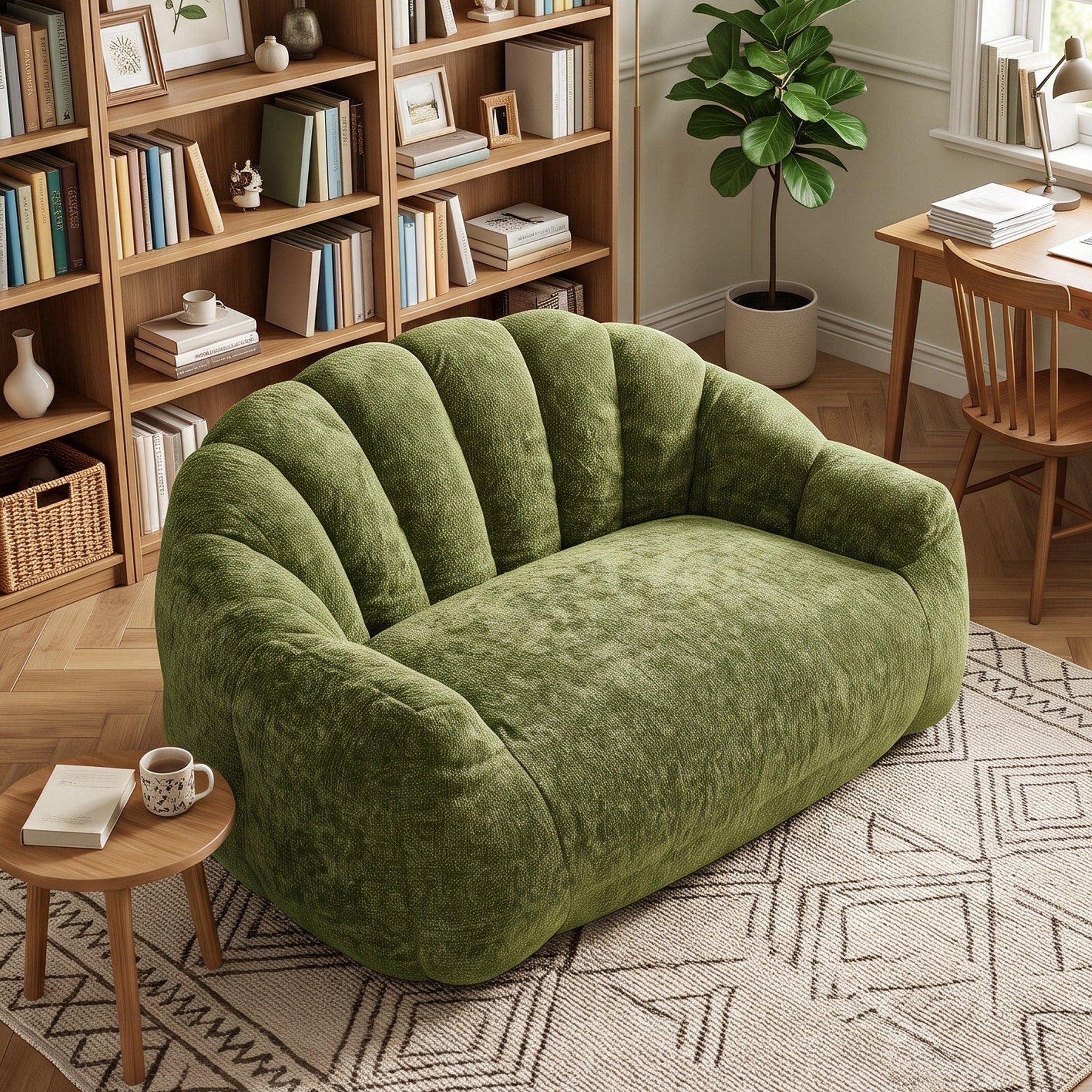 Green - Urban Meuble - Plush 2 Seater Sofa with Ergonomic Back - 4