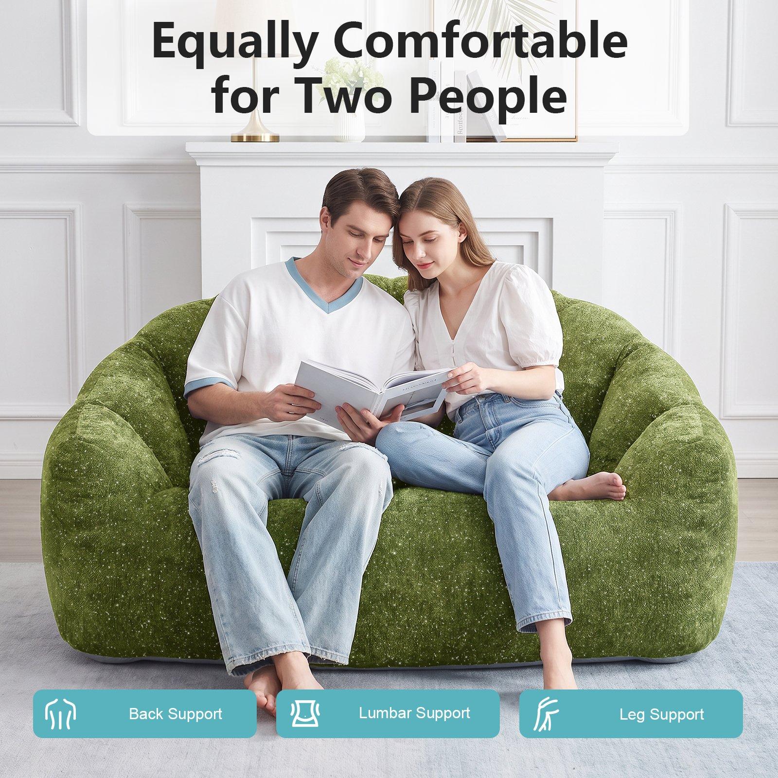 Green - Urban Meuble - Plush 2 Seater Sofa with Ergonomic Back - 7