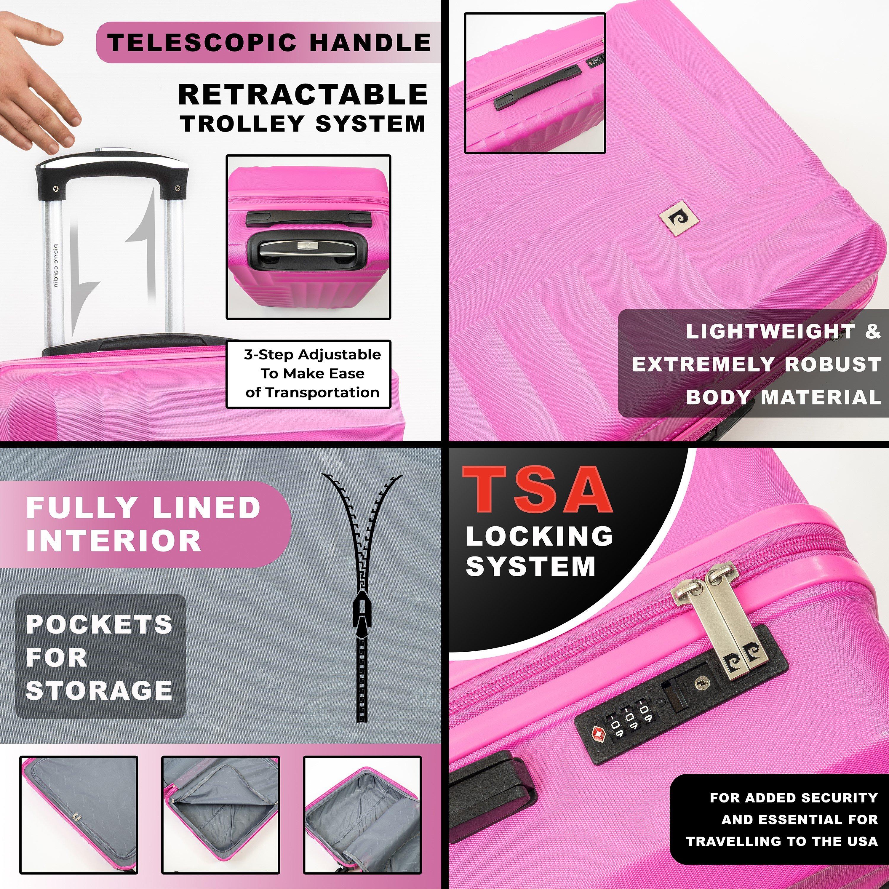 Pink - Pierre Cardin - Soleil Hard Shell Medium Suitcase Wheeled Luggage - 3