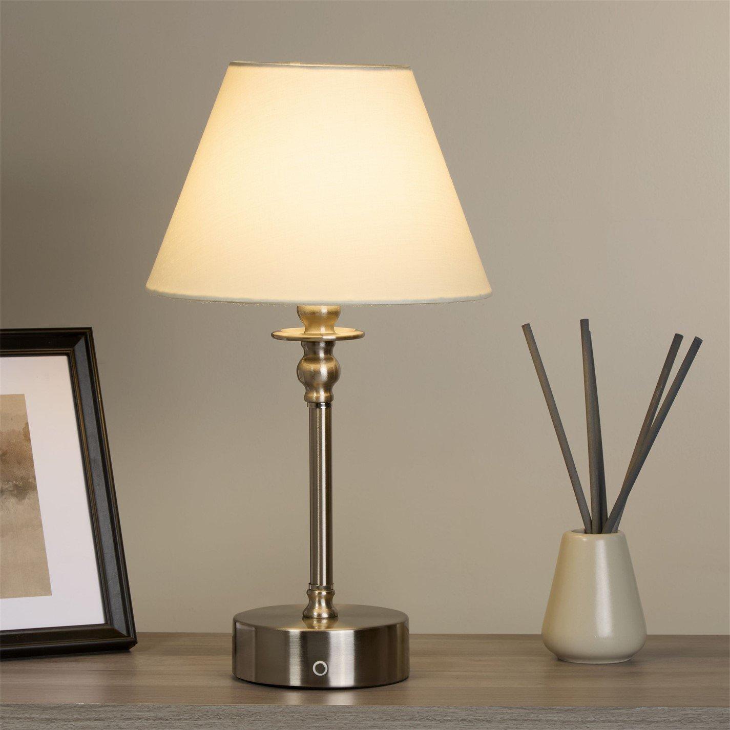 Satin Nickel - Lighting Collection - Rechargable Satin Nickel Table Lamp - 1