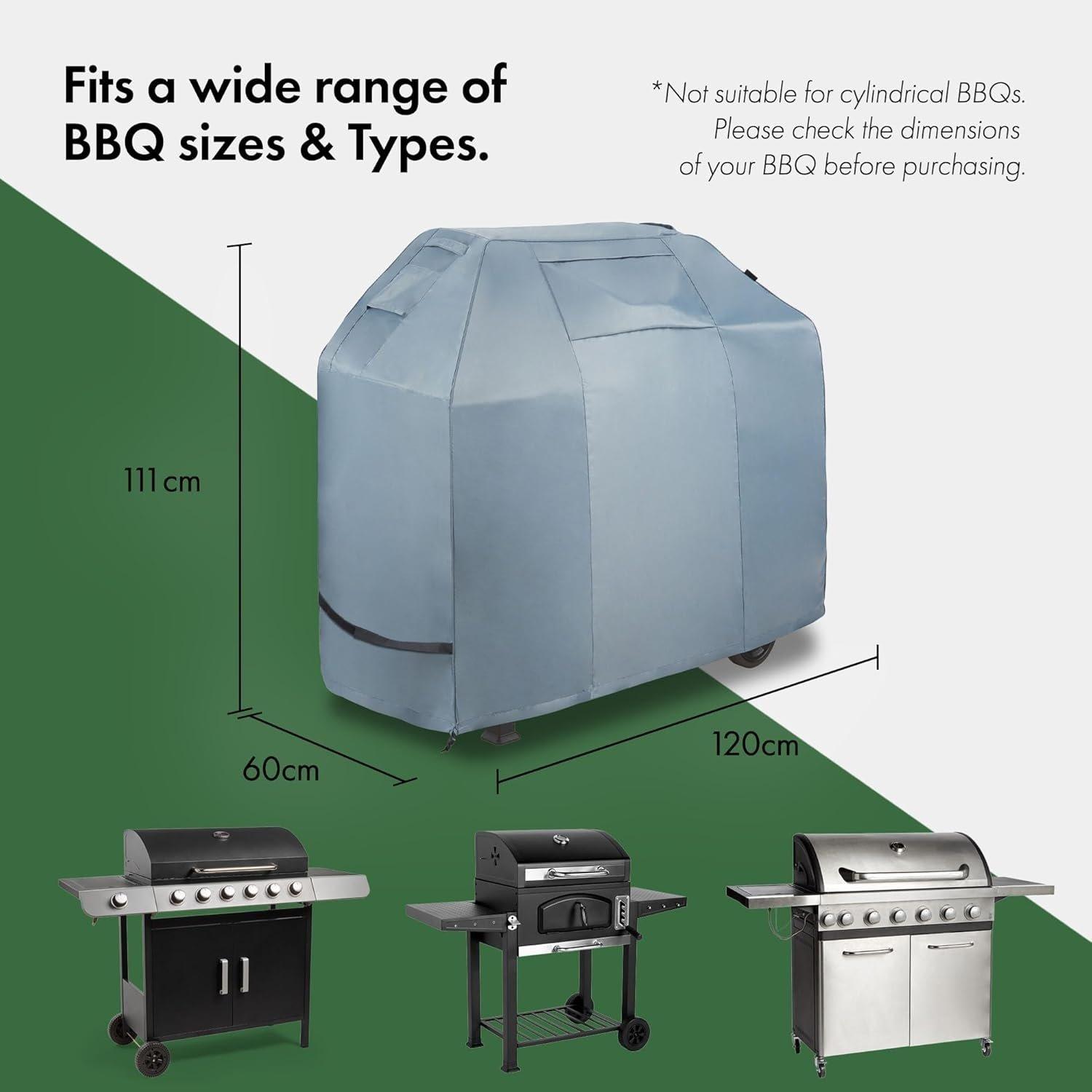 Grey - VonHaus - Small BBQ Grill Cover- (H)111 x (W)120x (D)60cm - 2