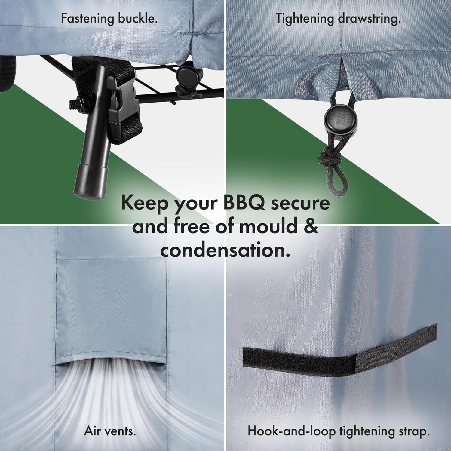 Grey - VonHaus - Small BBQ Grill Cover- (H)111 x (W)120x (D)60cm - 3