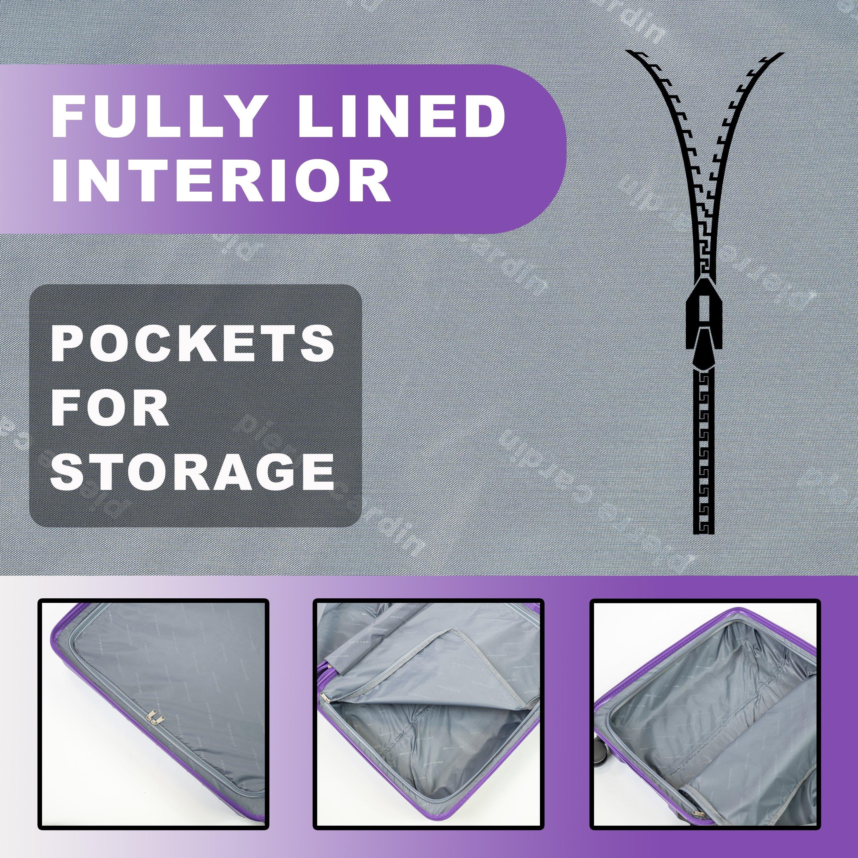 Purple - Pierre Cardin - Soleil Hard Shell Cabin Suitcase Small Luggage - 4