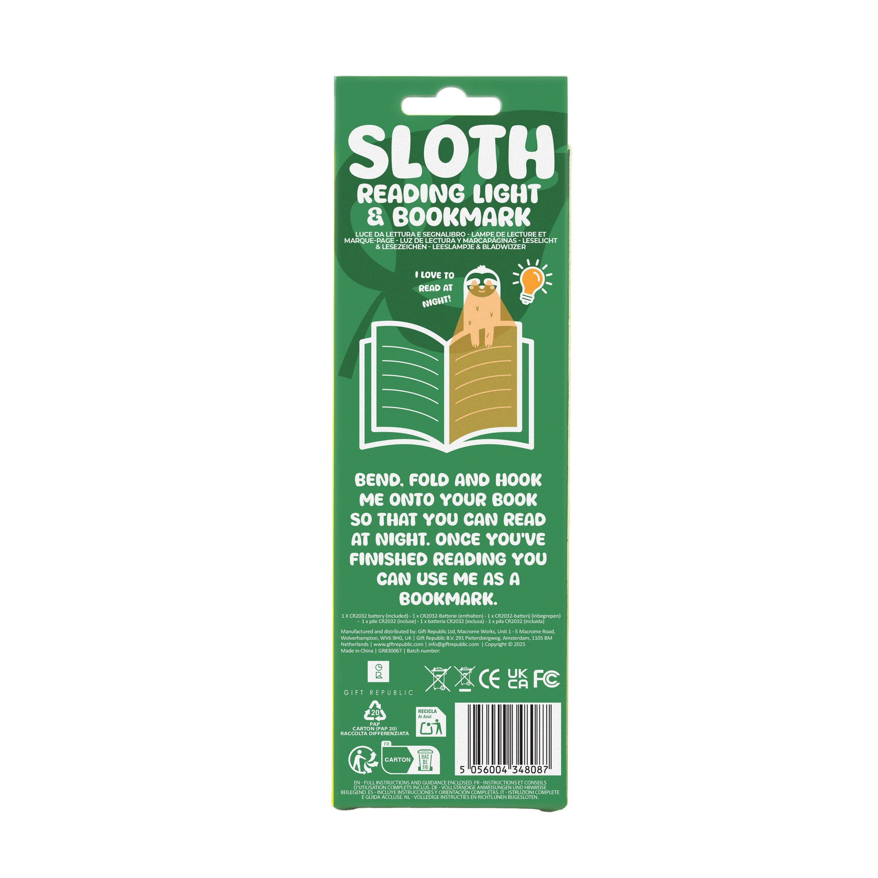 Multi - Gift Republic - Sloth Reading Light & Bookmark - 6