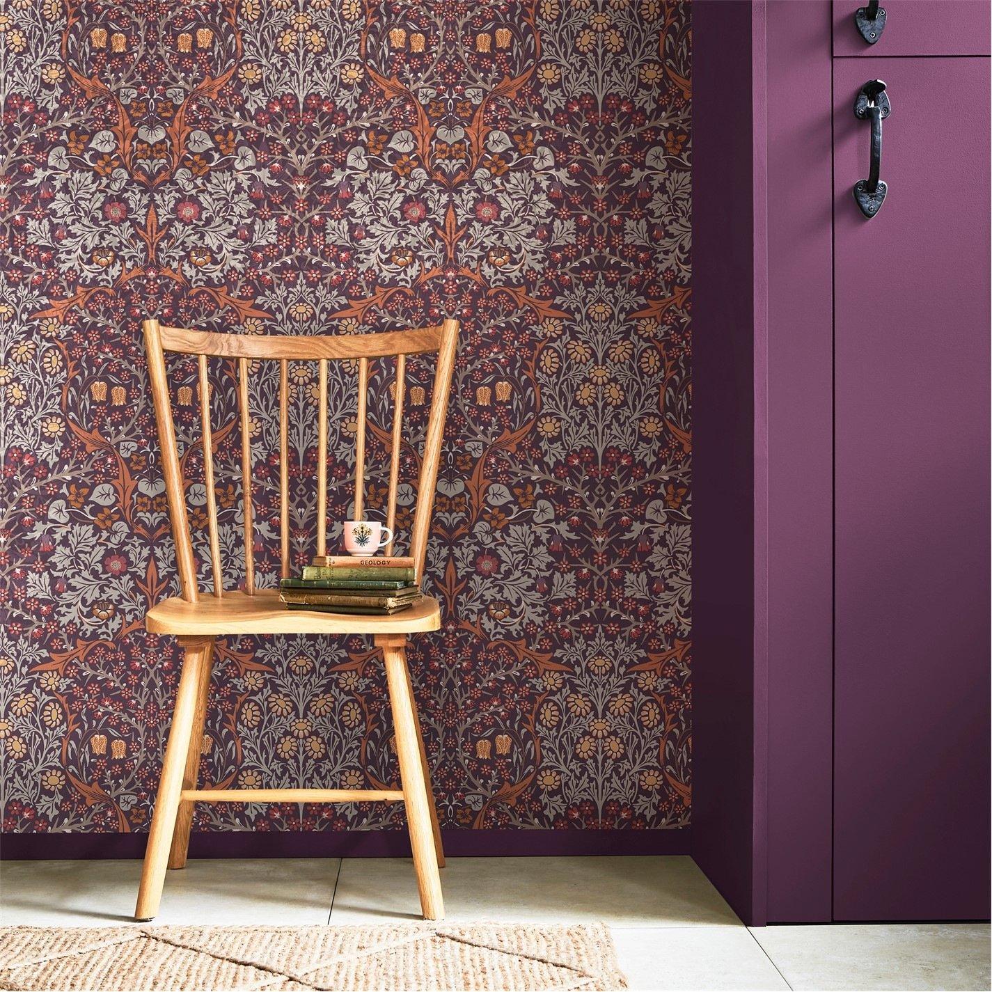 William Morris At Home  Blackthorn Wallpaper Plum