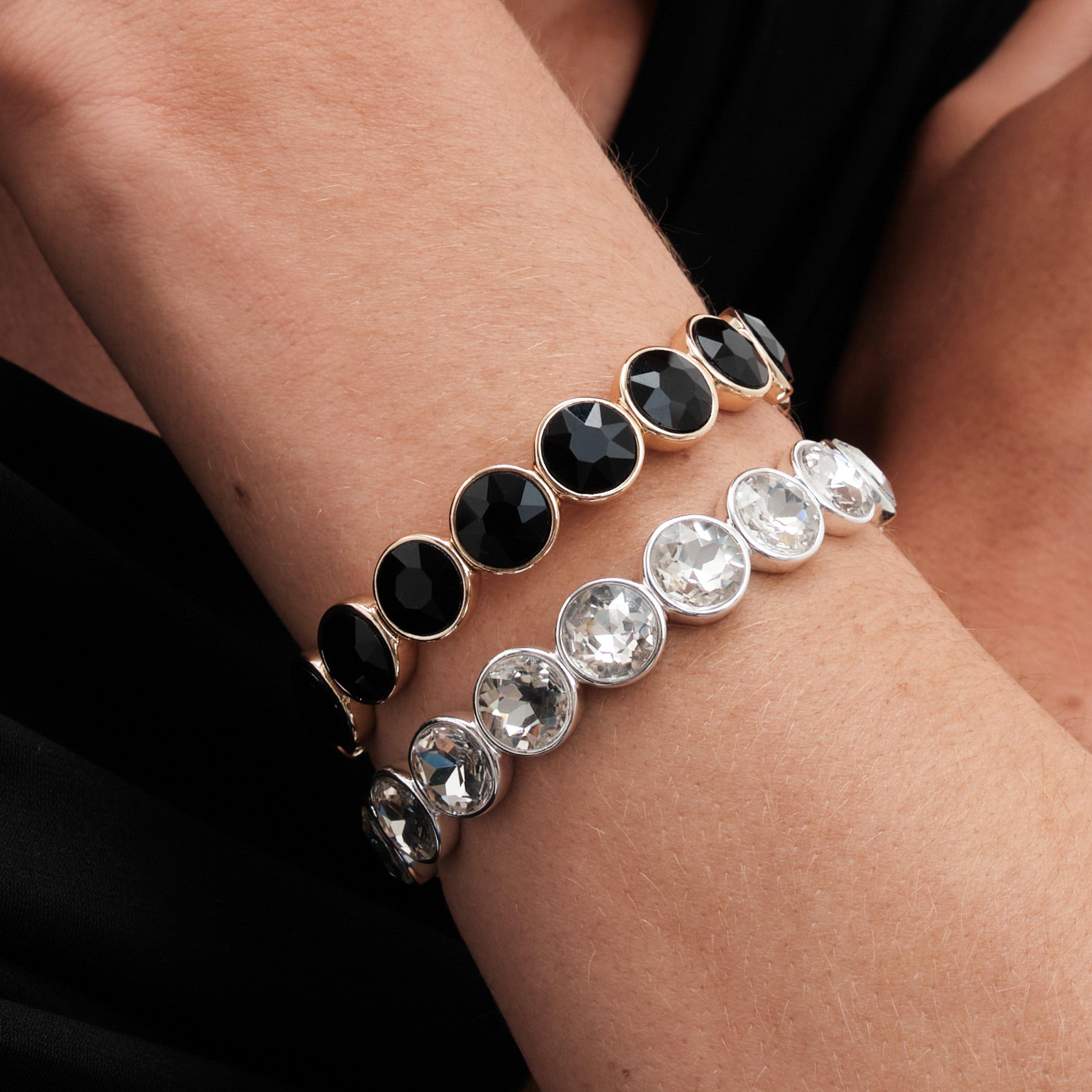 Silver - Jon Richard - Silver Plated Statement Crystal Stretch Bracelet - 2