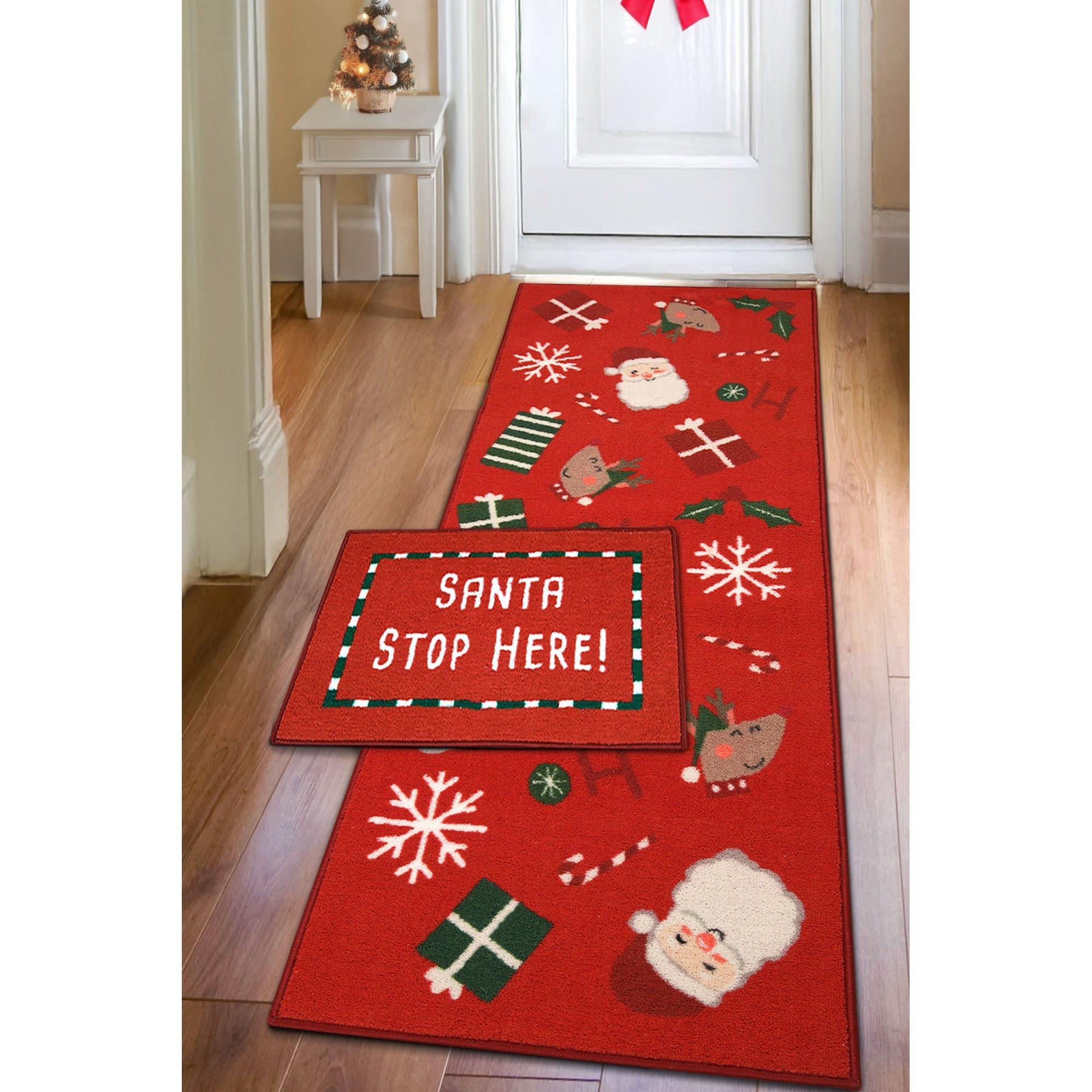 Red - Homemaker - Santa Stop Here Runner and Doormat - 1