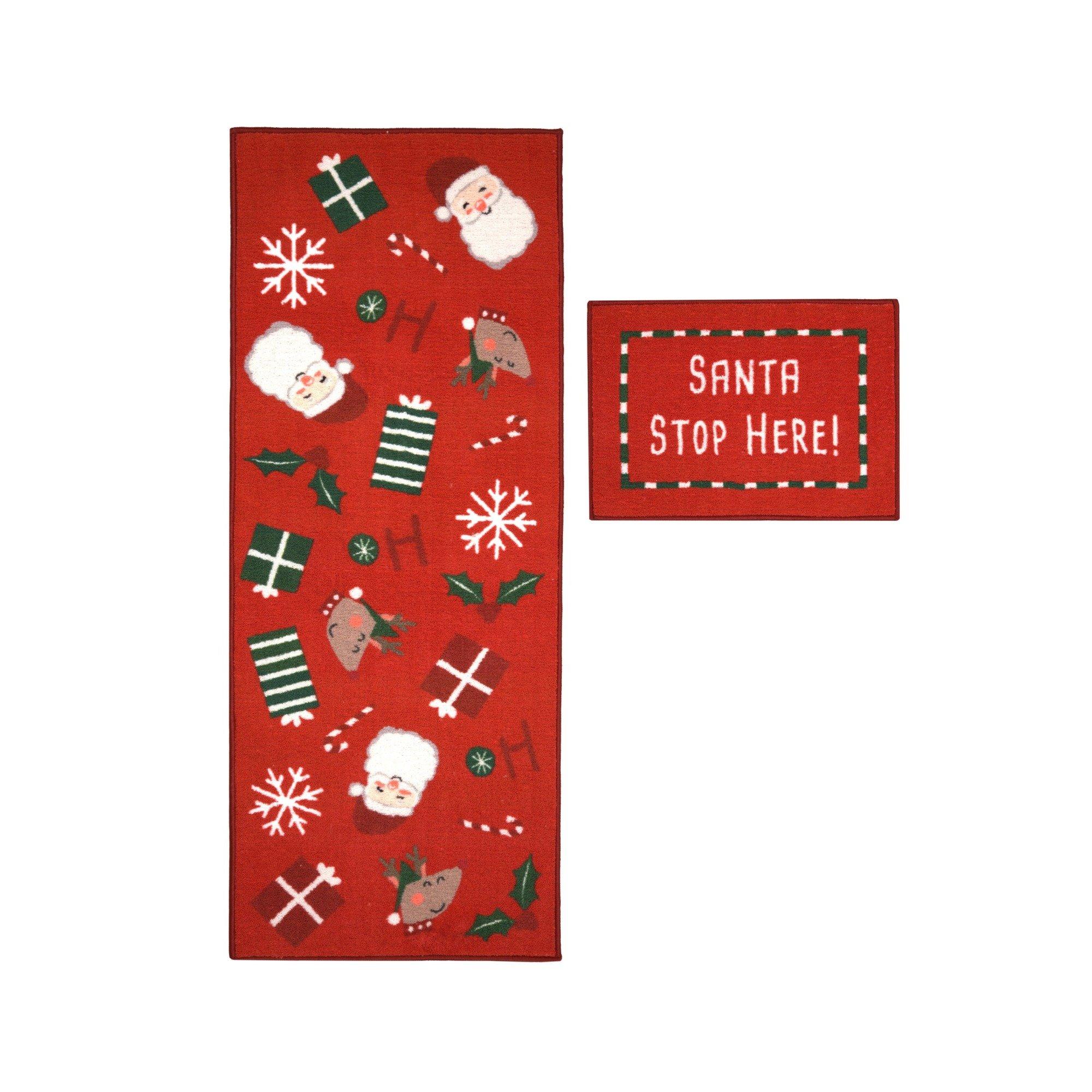 Red - Homemaker - Santa Stop Here Runner and Doormat - 2