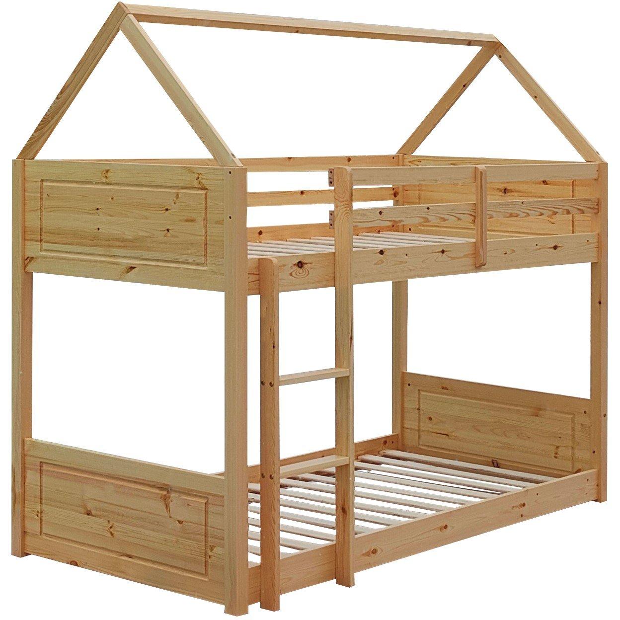 Natural - Comfy Living - Wooden House Style Bunk Bed Frame Only - 2