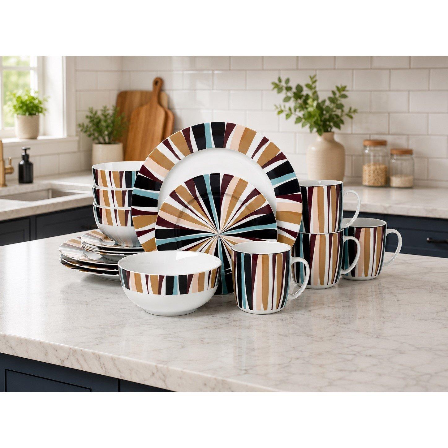 Multi - Waterside - 16pc Animal Print Dinner Set - 1