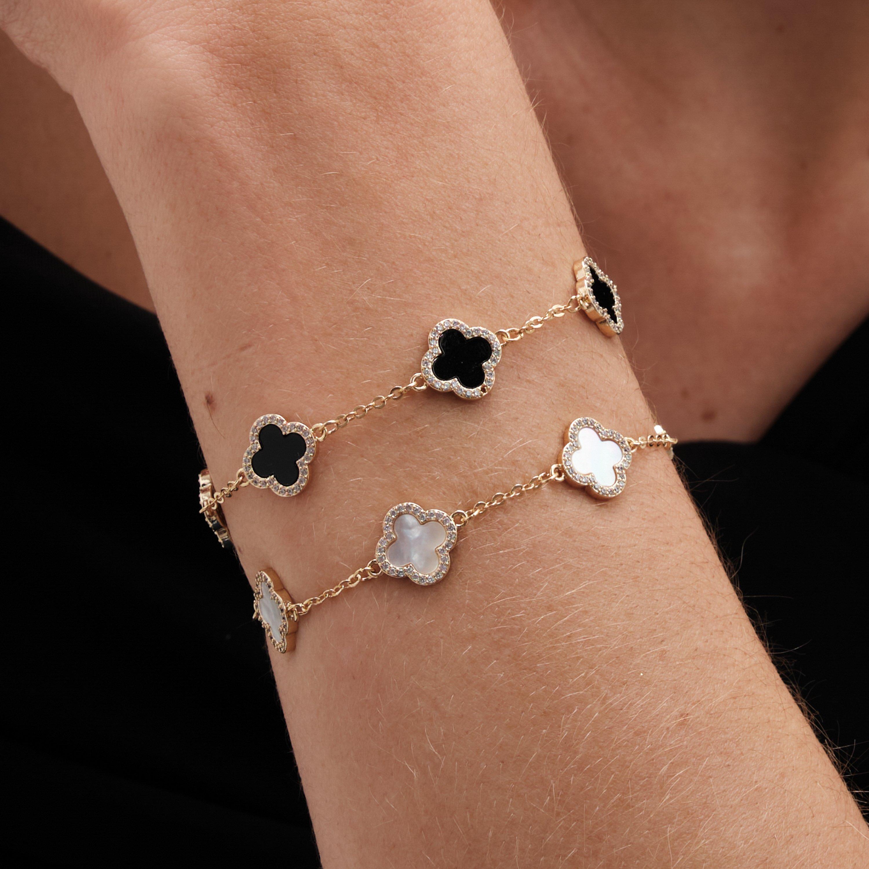 Gold - Jon Richard - Gold Plated Mother of Pearl Clover Bracelet - 2