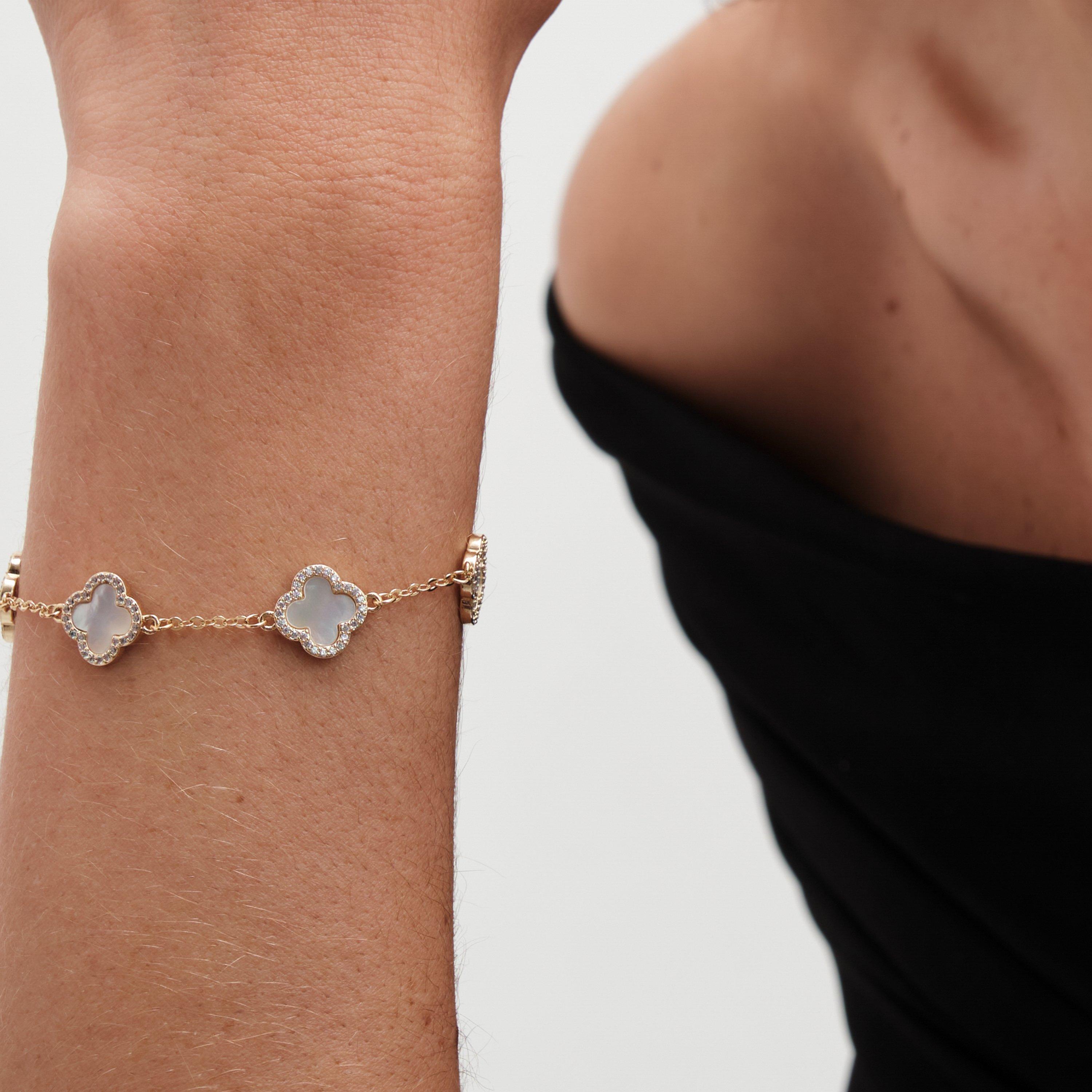 Gold - Jon Richard - Gold Plated Mother of Pearl Clover Bracelet - 3