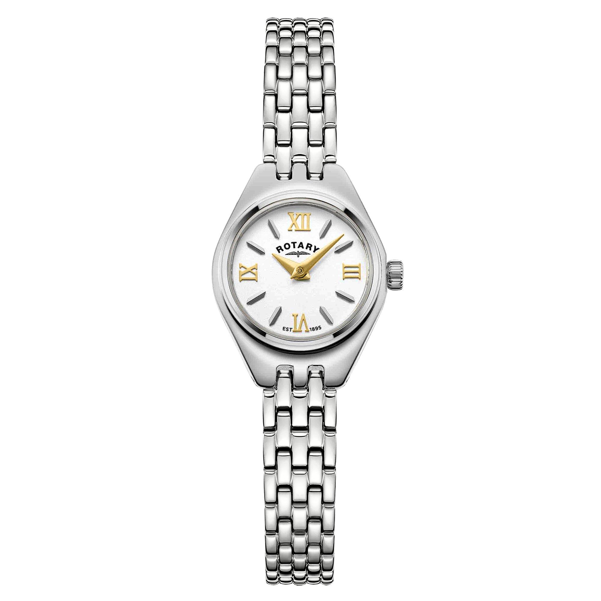 Silver - Rotary - Ladies Cocktail White Dial SS Bracelet Watc - 1