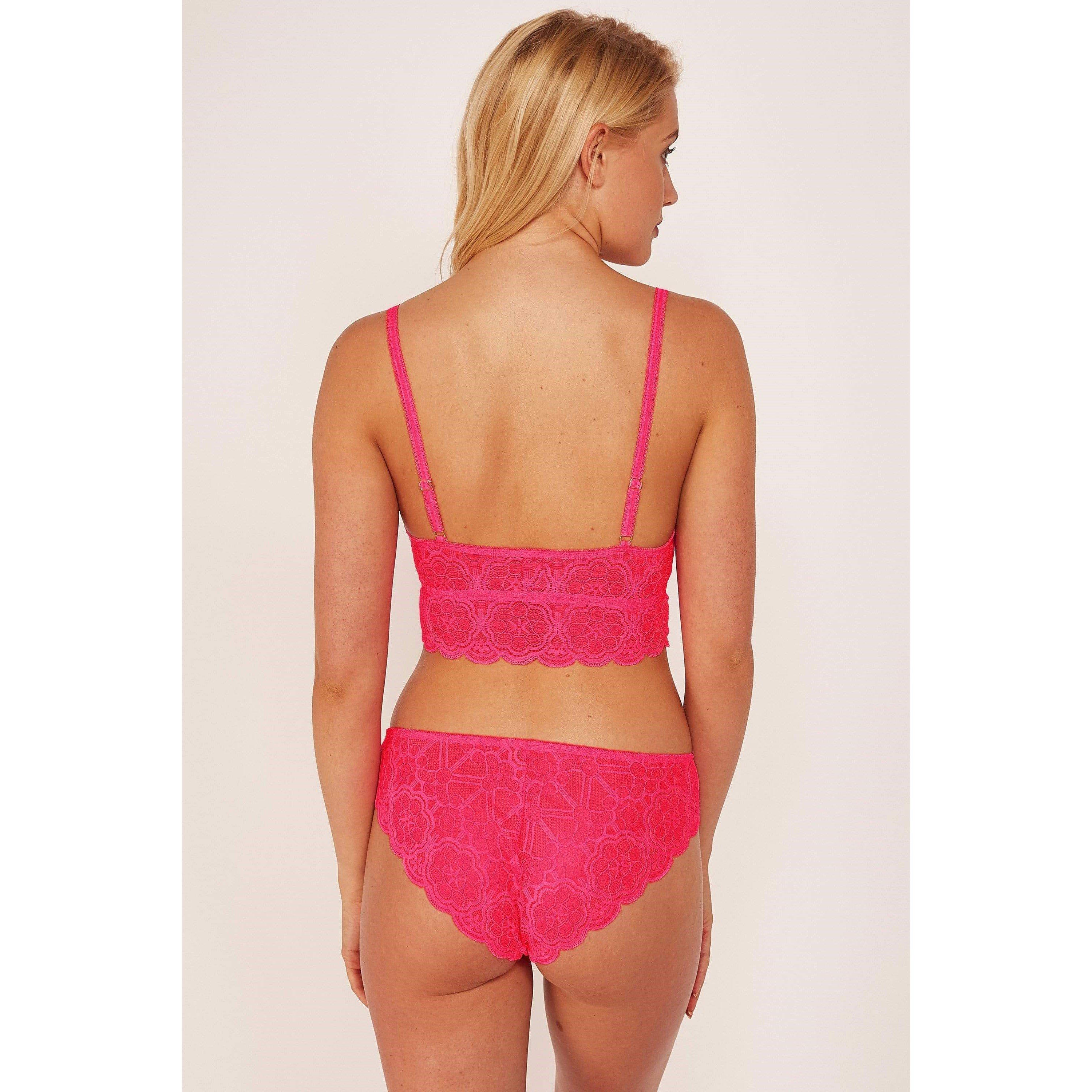 Pink - Wolf and Whistle - Wolf & Whistle Ariana Lace Neon Pink Brief - 3