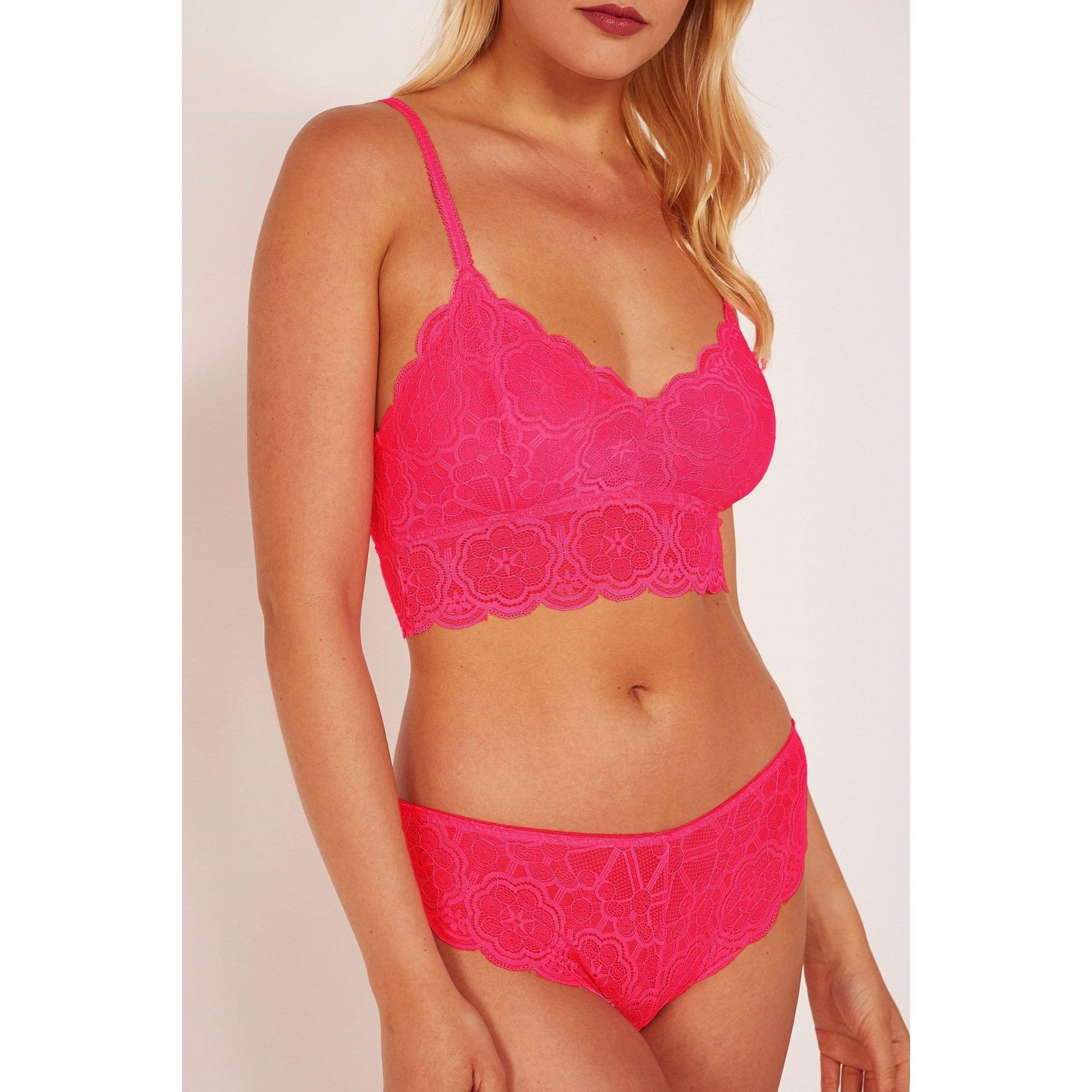 Pink - Wolf and Whistle - Wolf & Whistle Ariana Lace Neon Pink Brief - 4