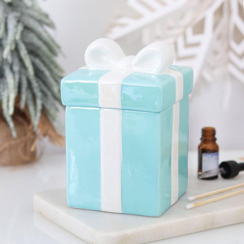 White - Something Different - Blue Christmas Present Oil Burner - 1
