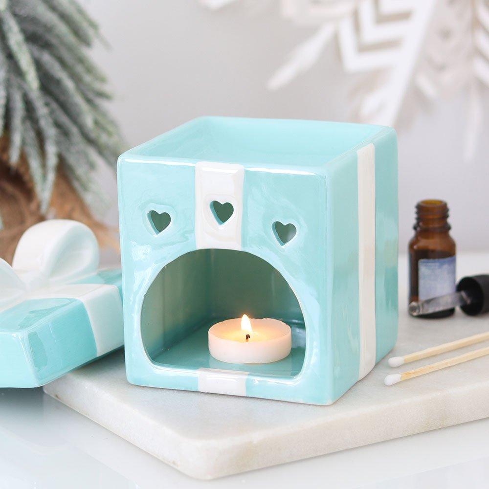 White - Something Different - Blue Christmas Present Oil Burner - 2
