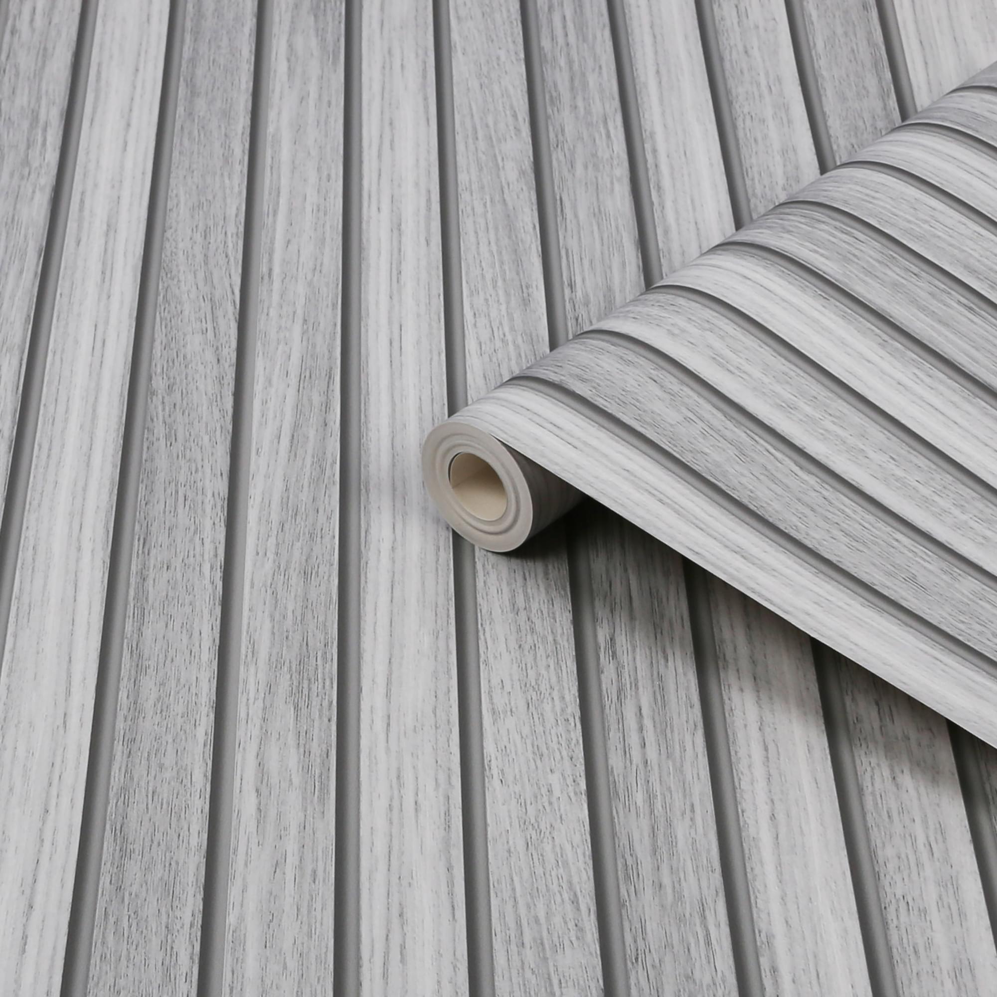 Grey - Fresco - Wooden Slats Grey Wallpaper - 4