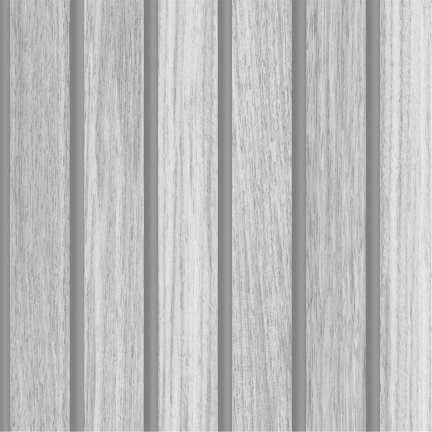 Grey - Fresco - Wooden Slats Grey Wallpaper - 5