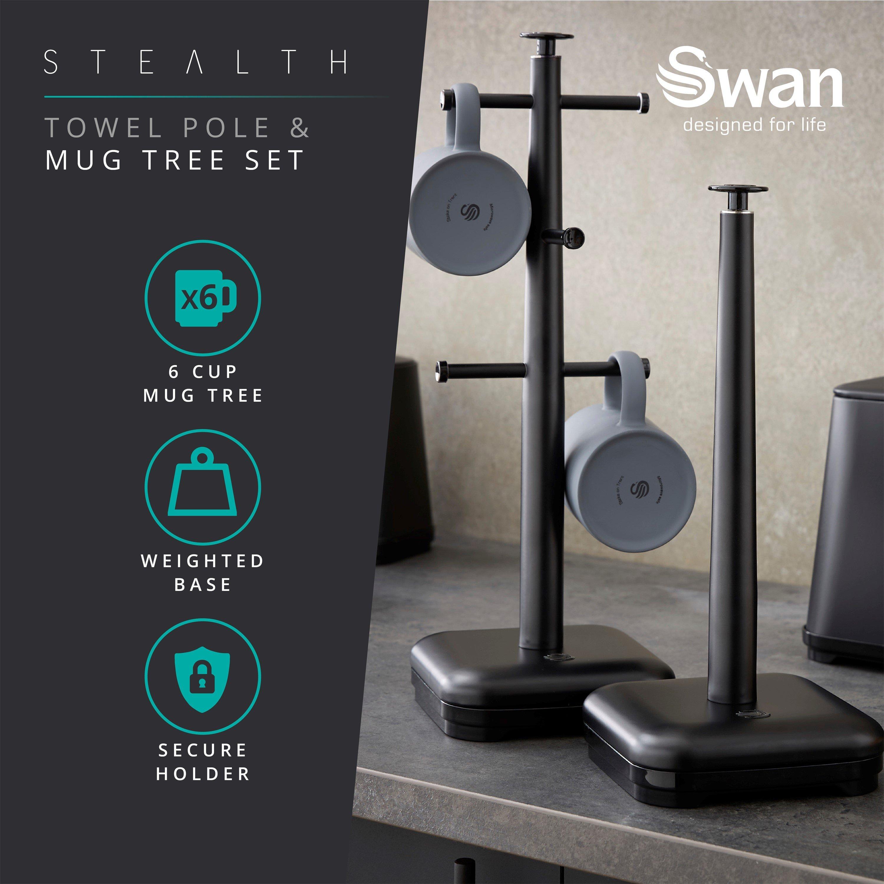 Black - Swan - Towel Pole and Mug Tree Set - 3