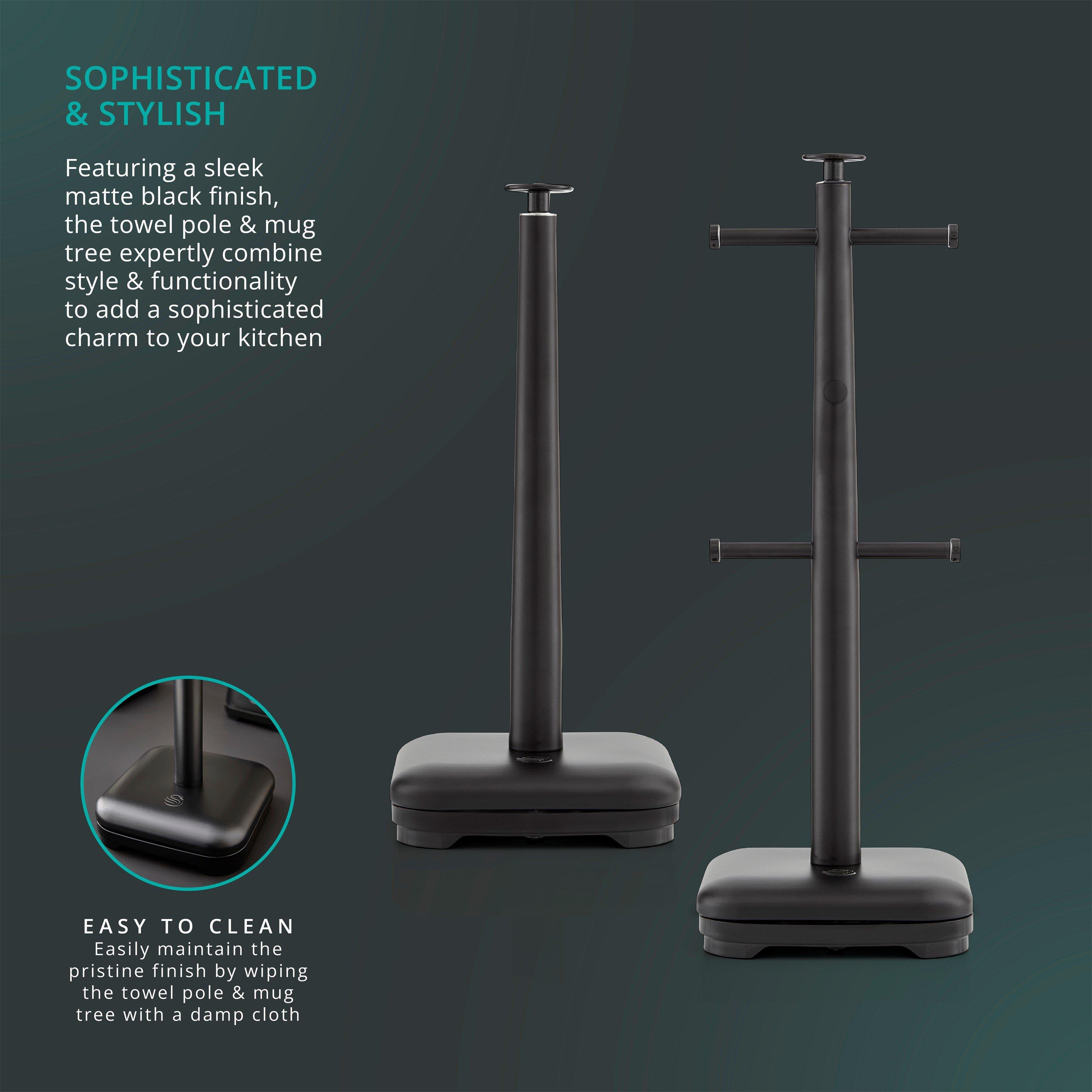 Black - Swan - Towel Pole and Mug Tree Set - 6