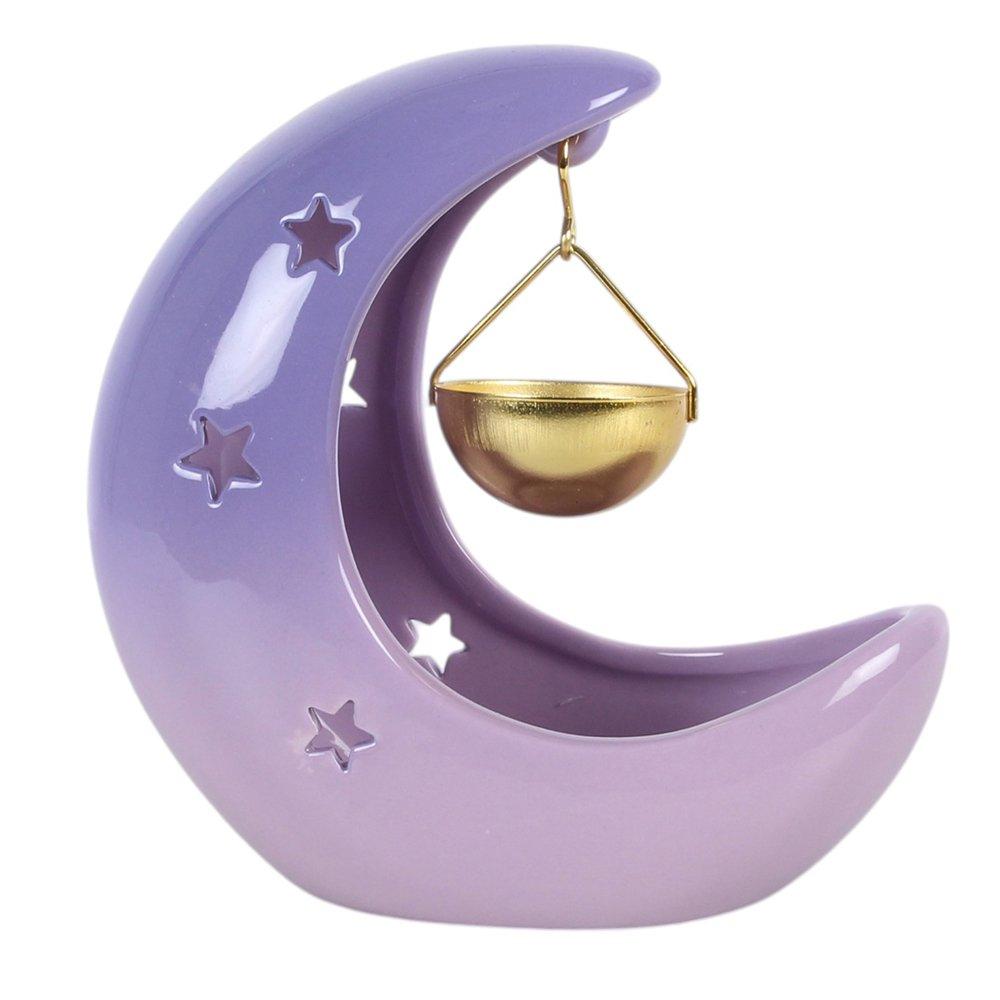 White - Something Different - Purple Pastel Crescent Moon Hanging Oil Burner - 2
