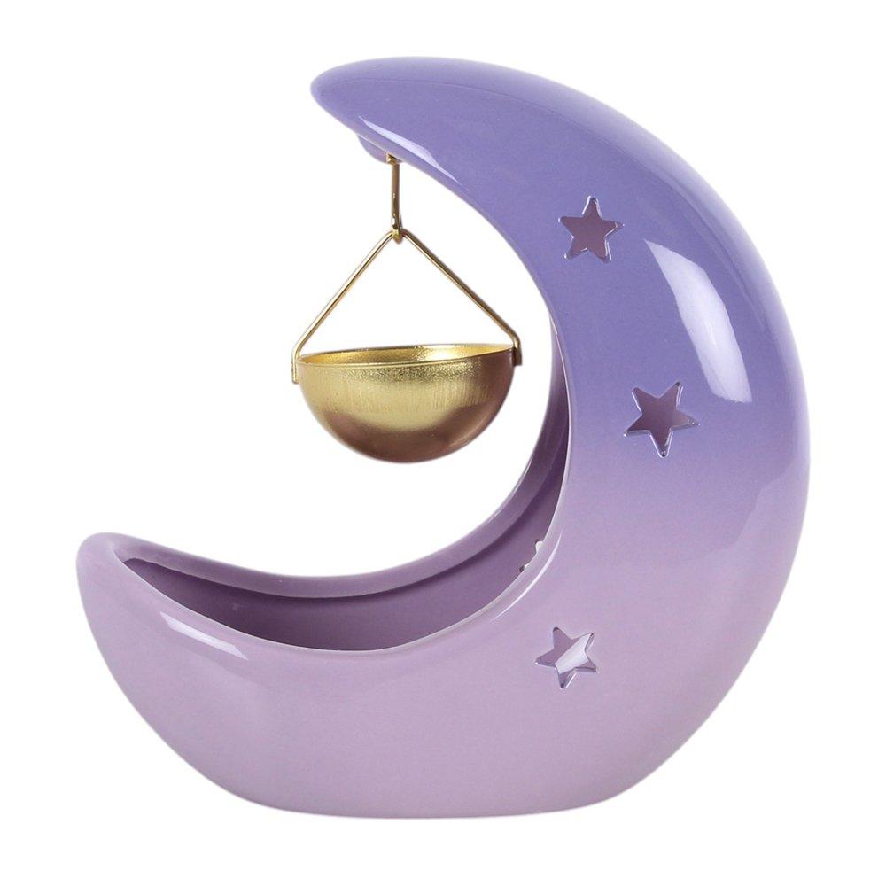 White - Something Different - Purple Pastel Crescent Moon Hanging Oil Burner - 4