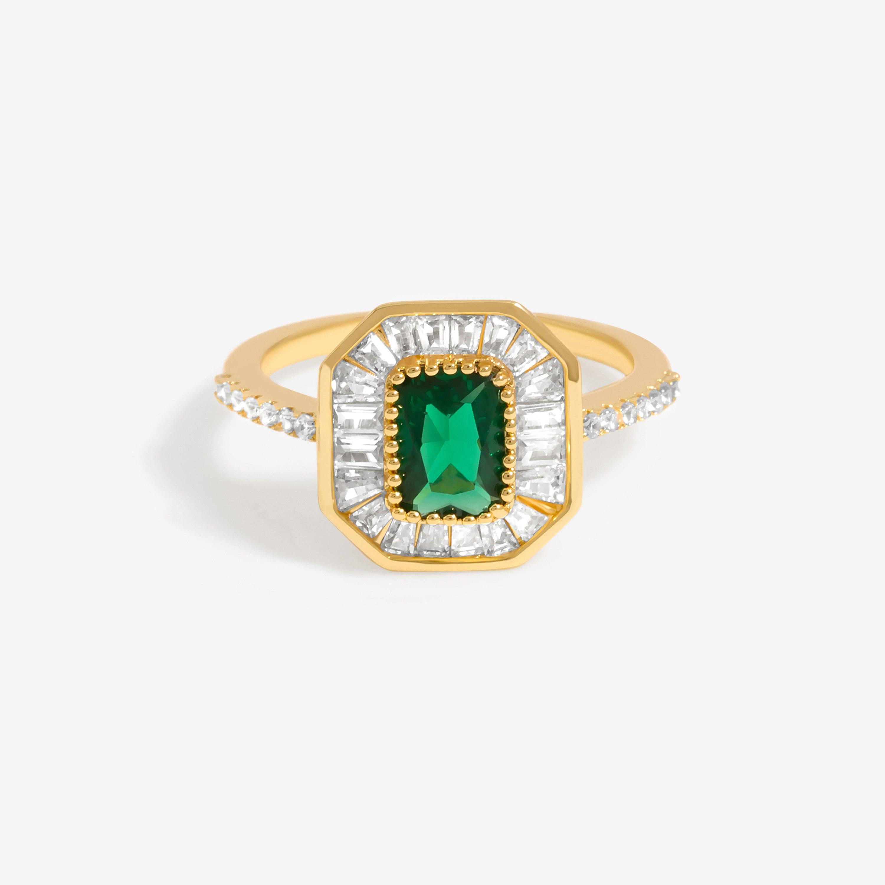 Jon Richard Gold Plated Cubic Zirconia Emerald Baguette Cockta