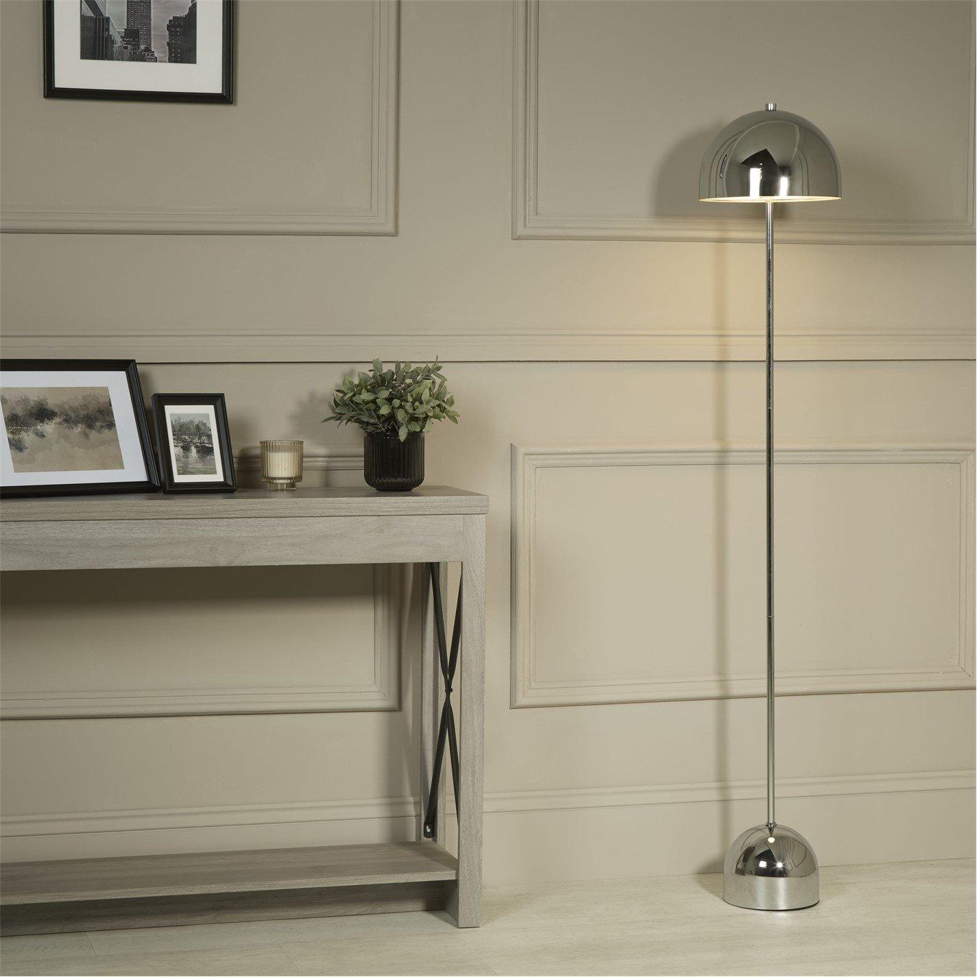 Lighting Collection Rechargeable Chrome LED Mushroom Floor Lamp