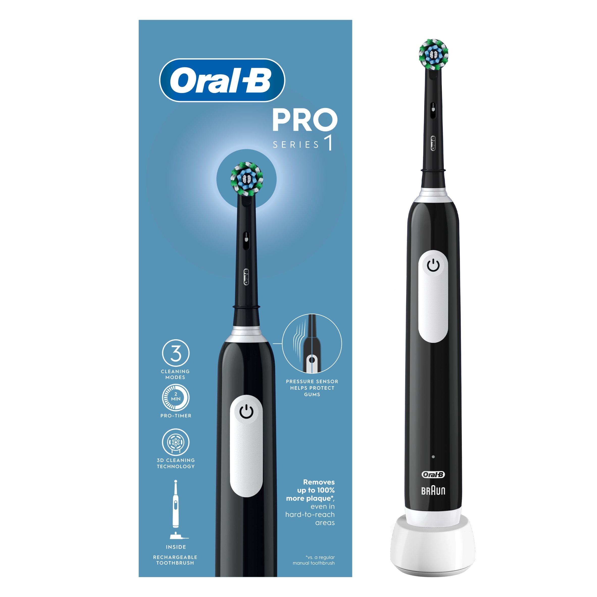 Black - Oral B - Oral-B Pro Series 1 Cross Action Black Toothbrush - 1