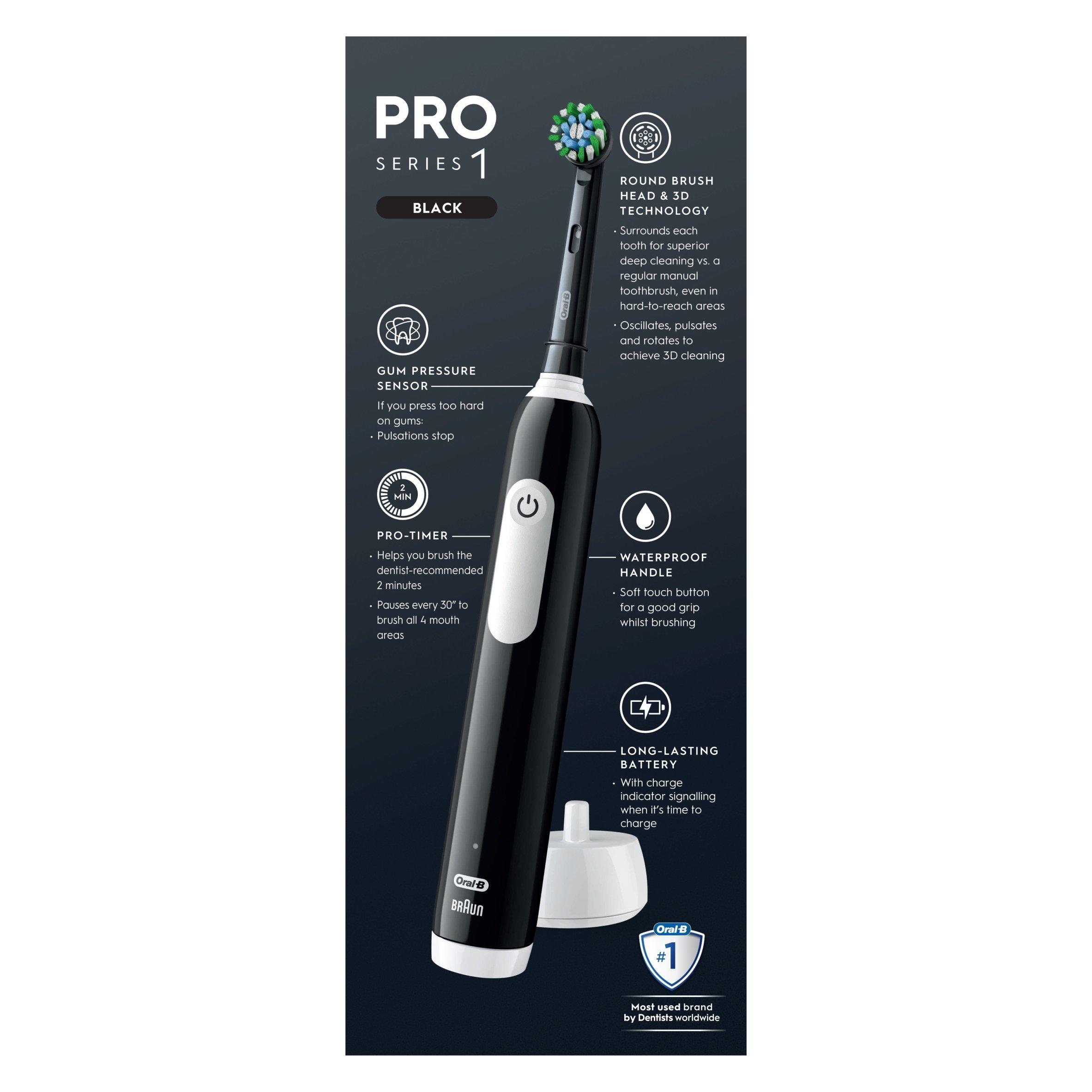 Black - Oral B - Oral-B Pro Series 1 Cross Action Black Toothbrush - 11