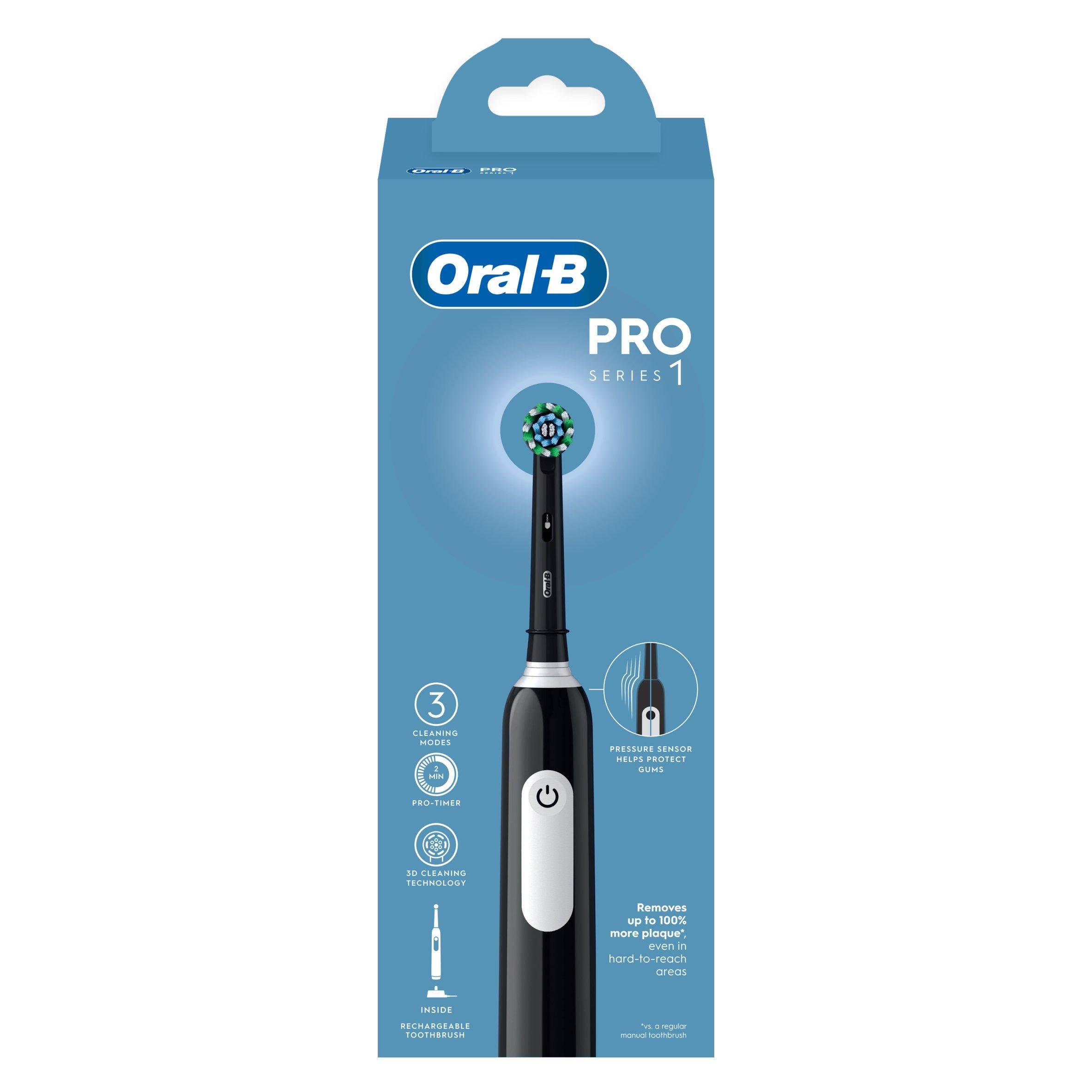 Black - Oral B - Oral-B Pro Series 1 Cross Action Black Toothbrush - 4