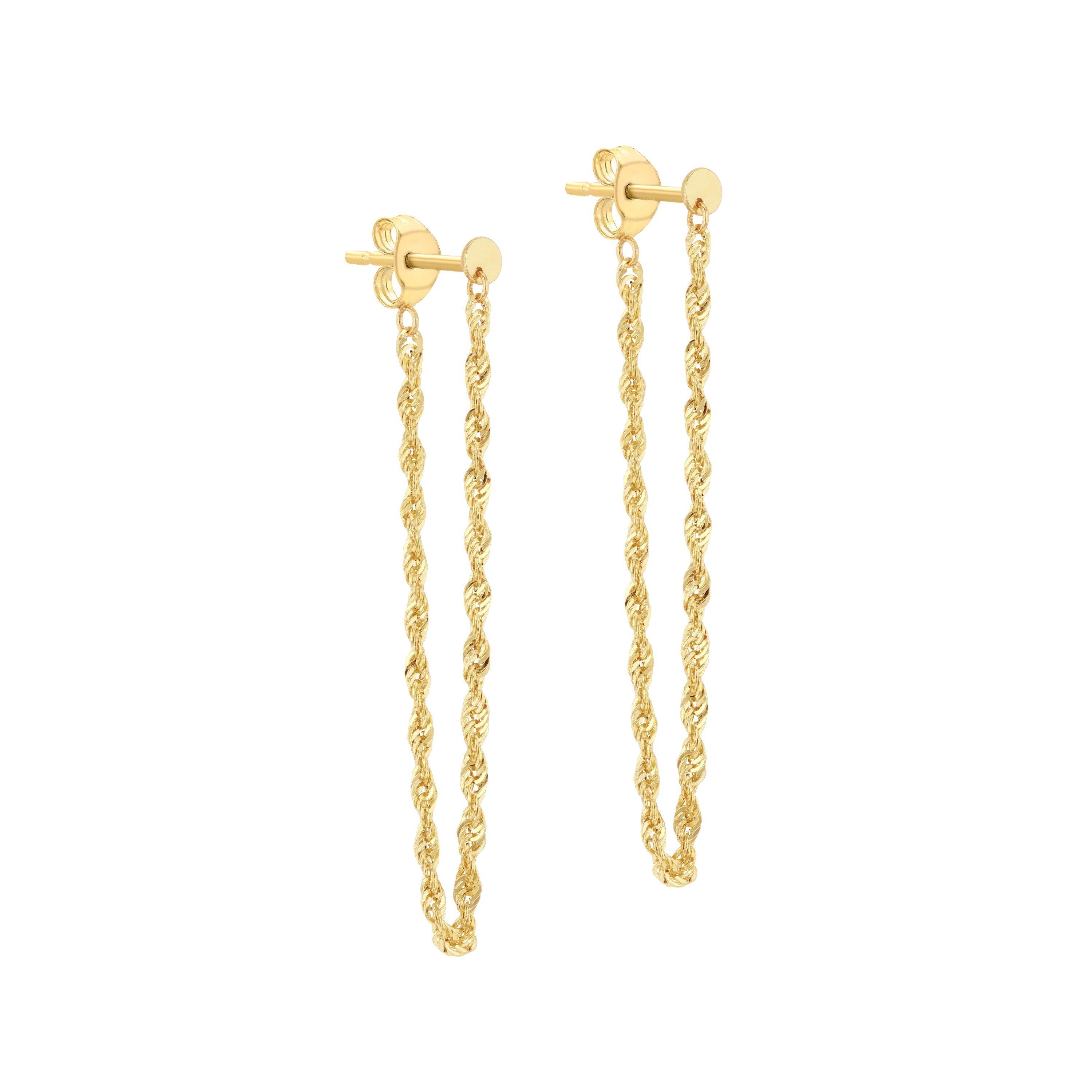 Yellow Gold - Be You - 9ct Gold Rope Chain Loop Earrings - 1