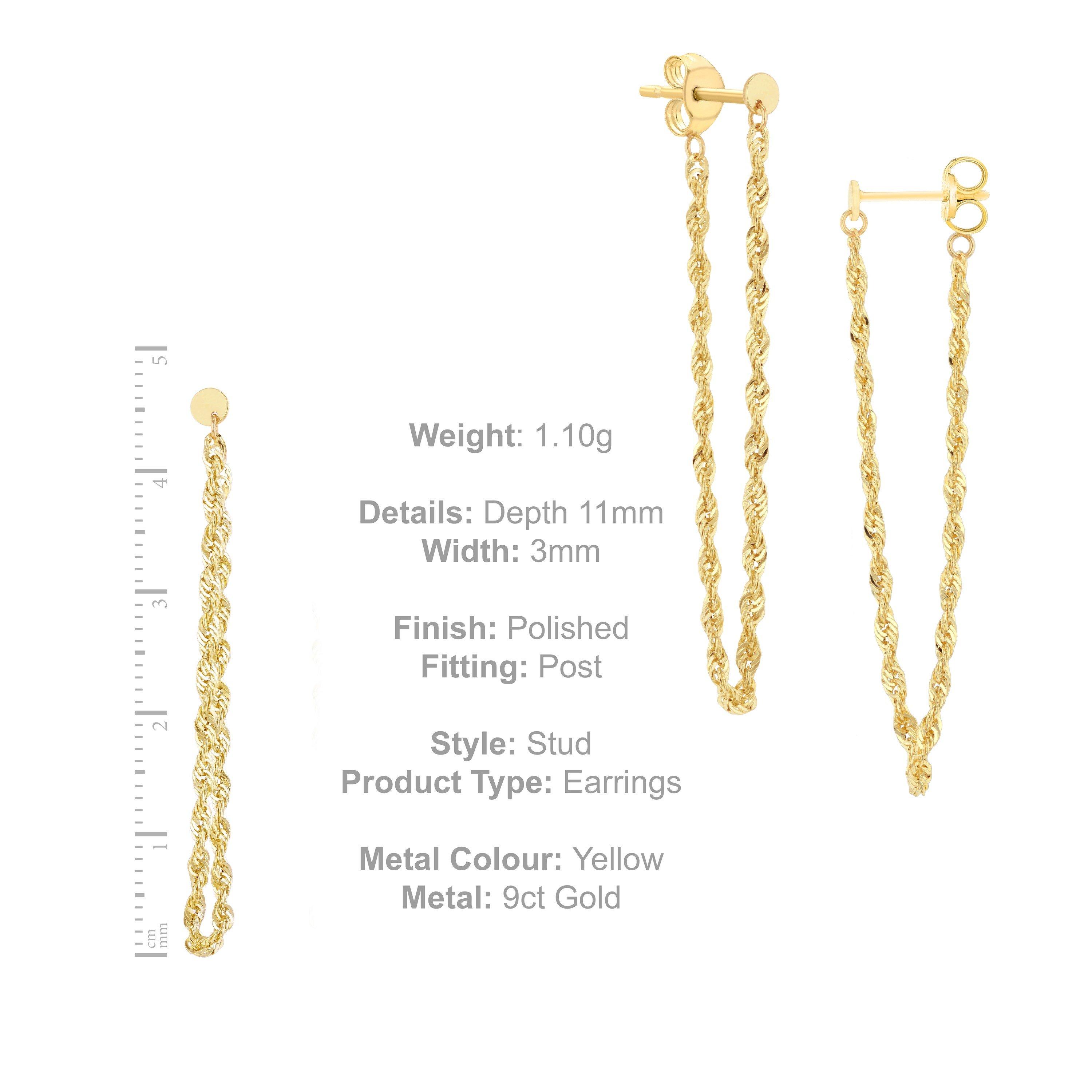 Yellow Gold - Be You - 9ct Gold Rope Chain Loop Earrings - 4