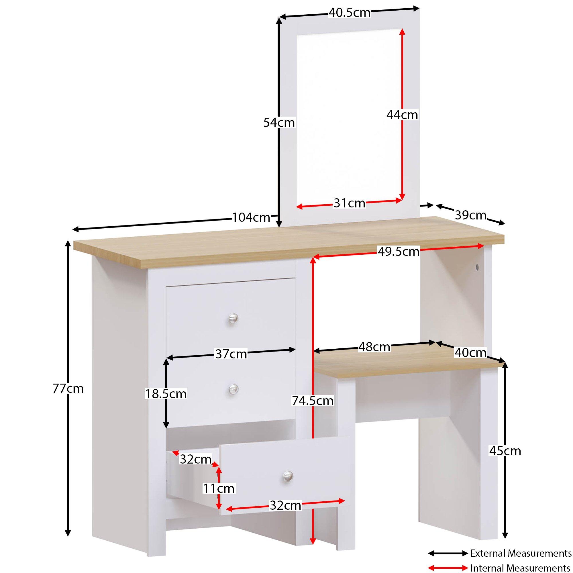 White - Lassic - Vida Designs Arlington Dressing Table Set - 2