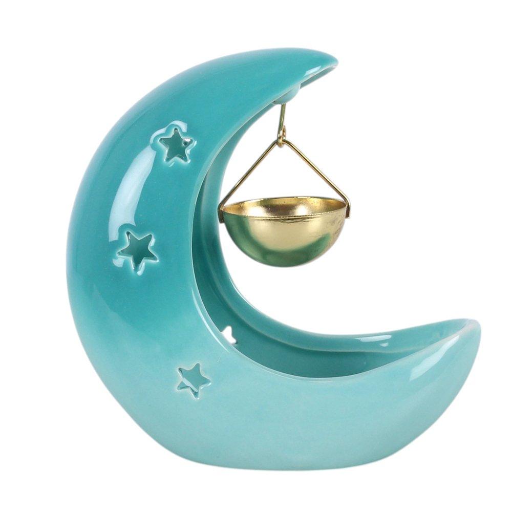 White - Something Different - Blue Pastel Crescent Moon Hanging Oil Burner - 2