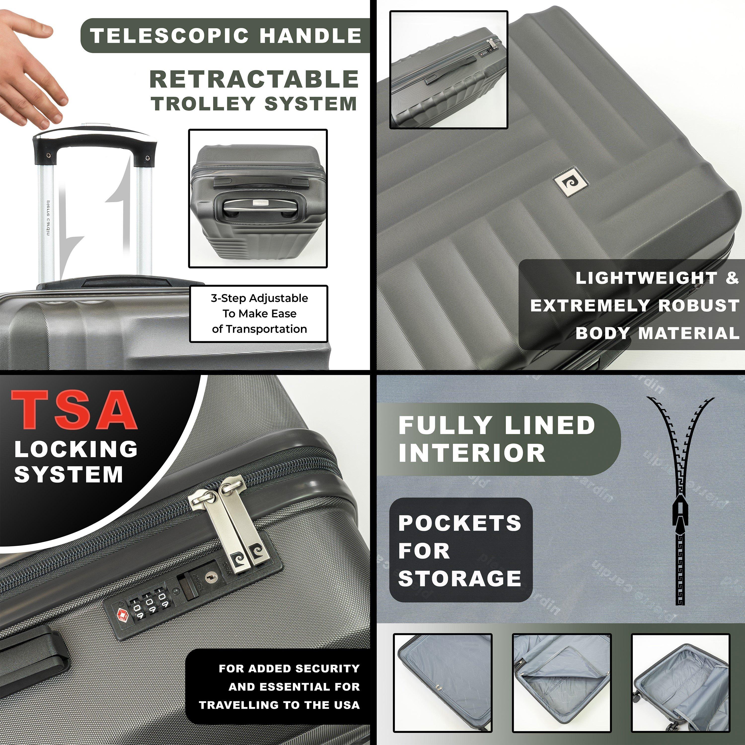 Charcoal Grey - Pierre Cardin - Soleil Hard Shell Medium Suitcase Wheeled Luggage - 4