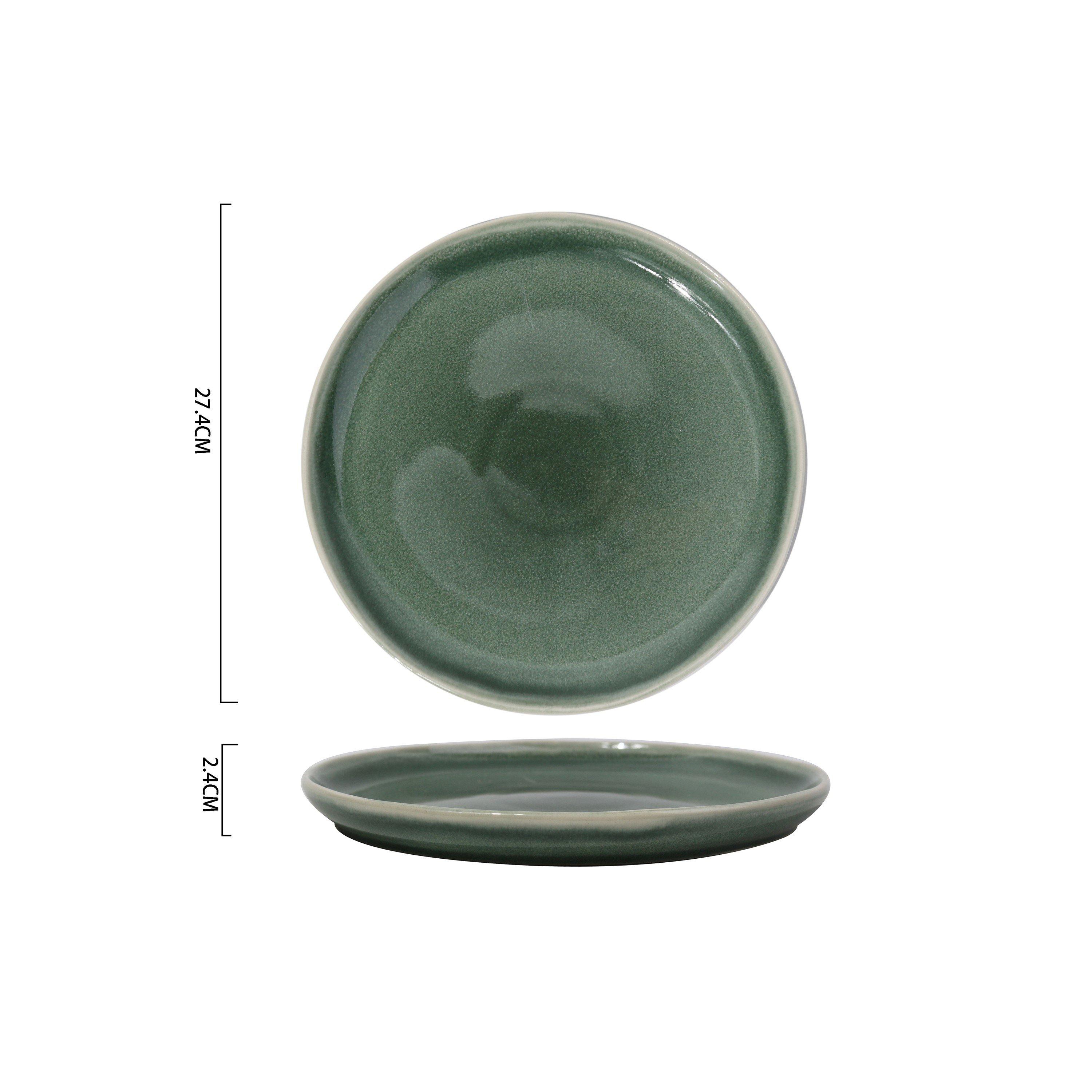 Green - Waterside - 12pc Green Reactive Glaze Dinner Set - 3