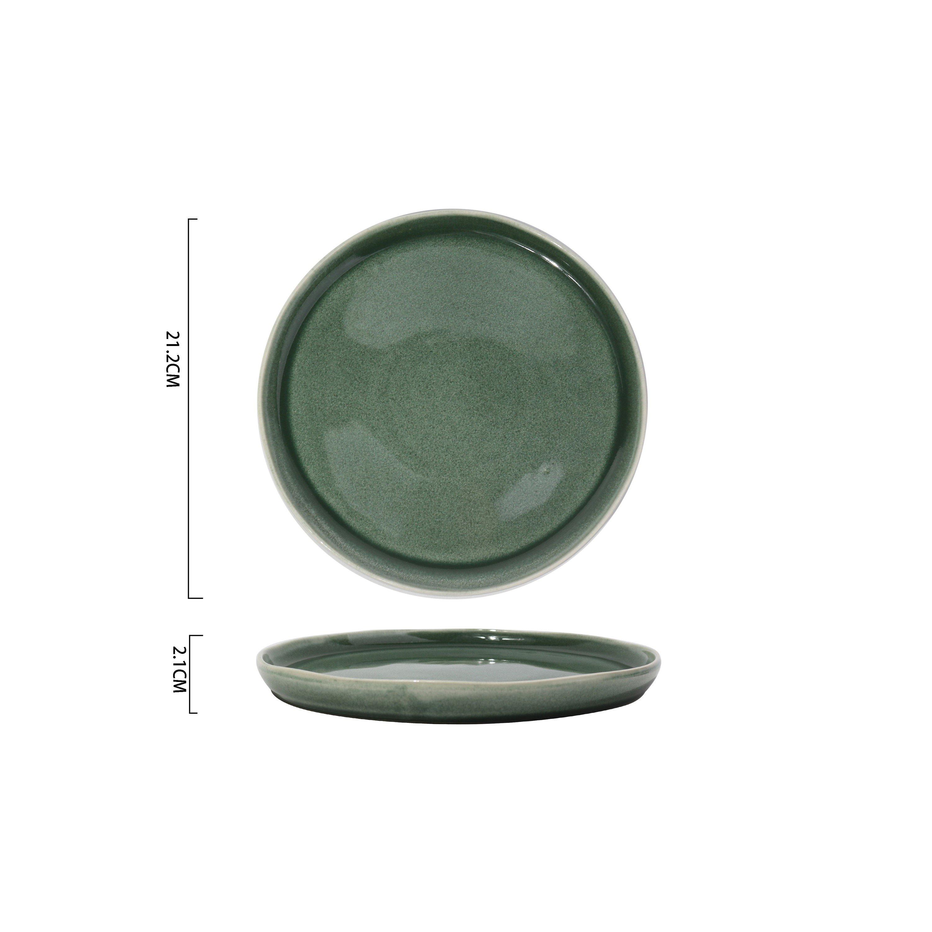 Green - Waterside - 12pc Green Reactive Glaze Dinner Set - 4