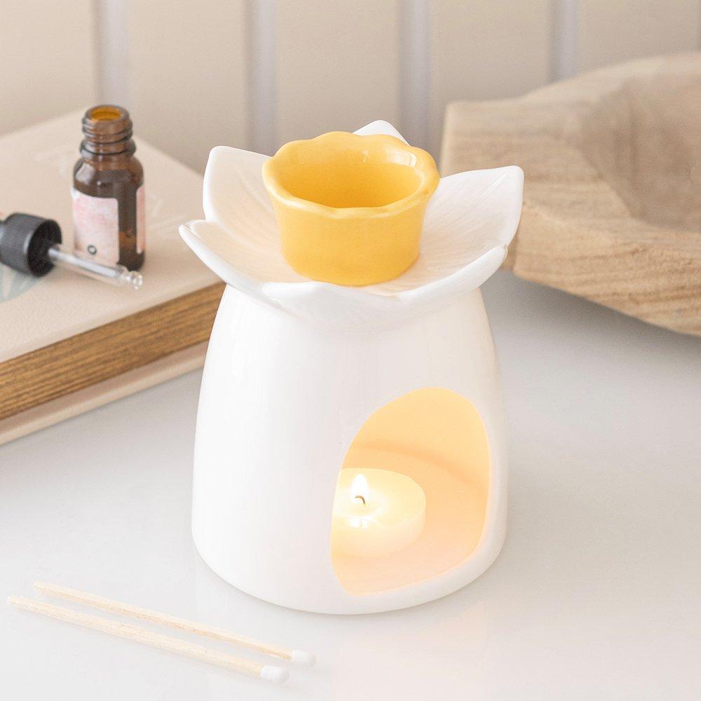 White - Something Different - White Daffodil Oil Burner and Wax Warmer - 1