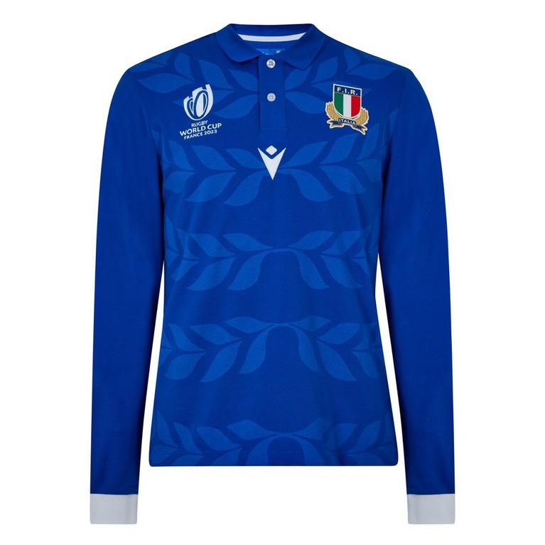 Bleu - Macron - Macron Italy Rugby Home Polo Shirt 2023 2024 Adults - 1