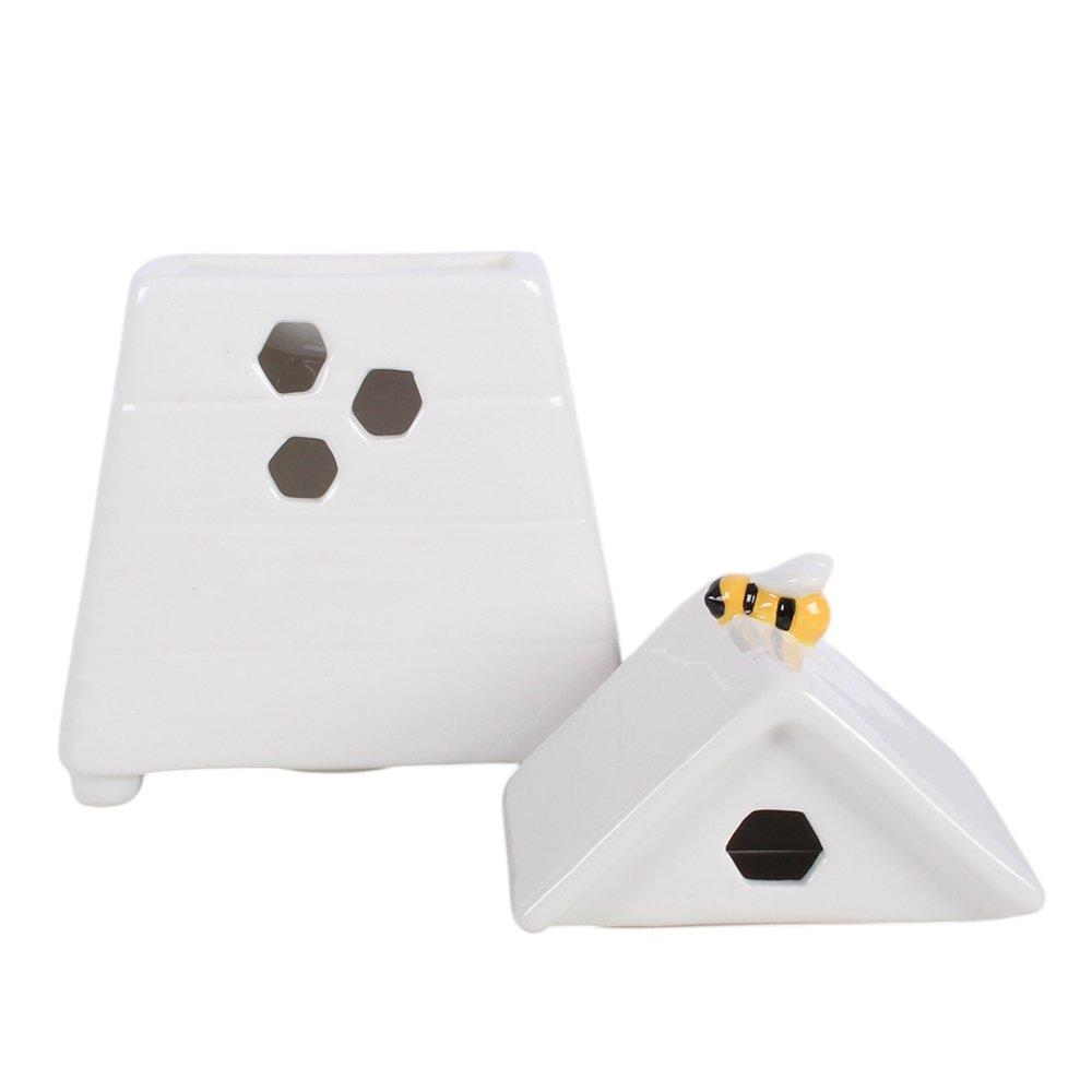 White - Something Different - White Beehive Oil Burner and Wax Warmer with Bee - 4
