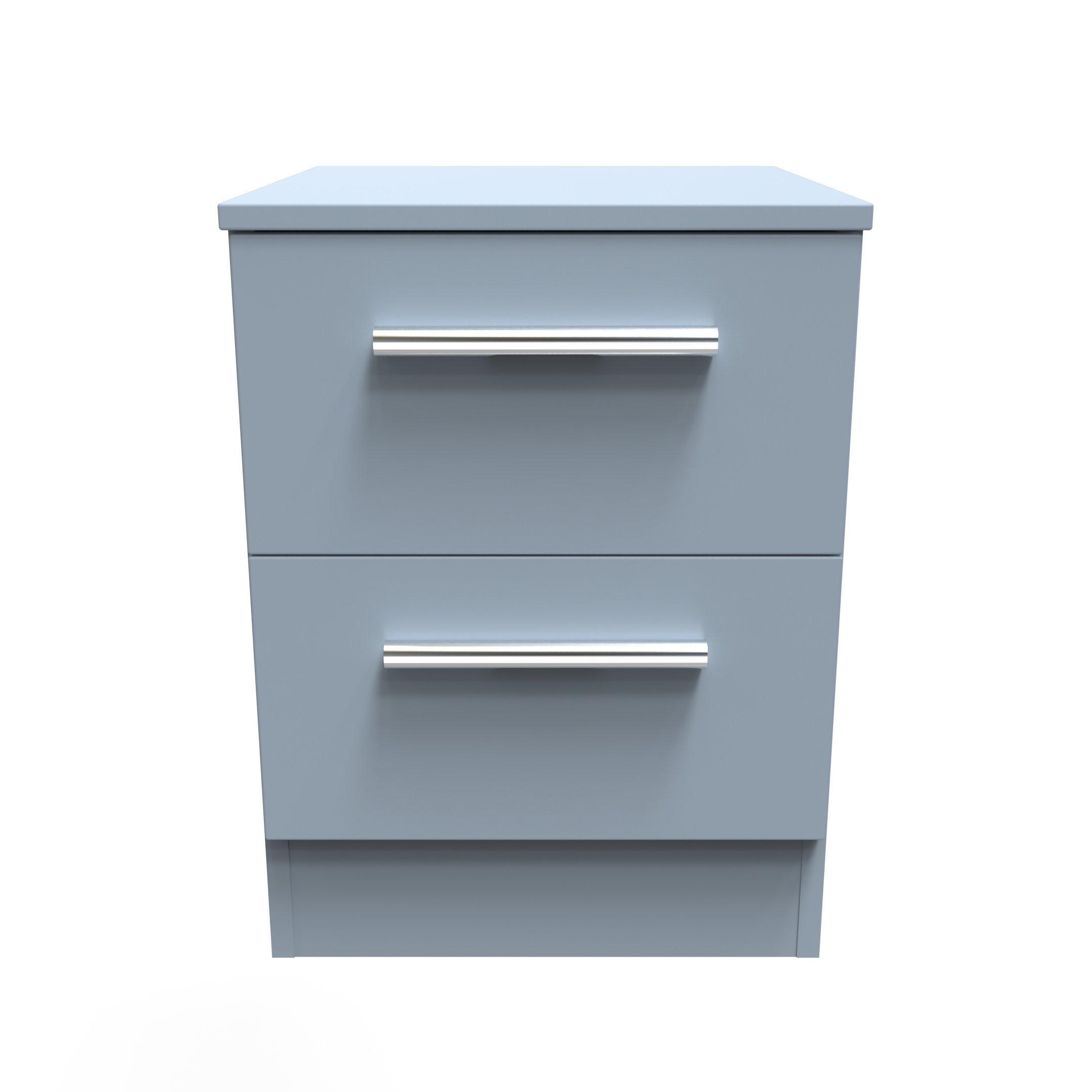 Denim Blue - Welcome Furniture - Contrast SMART 2 Drawer Bedside Cabinet - 2