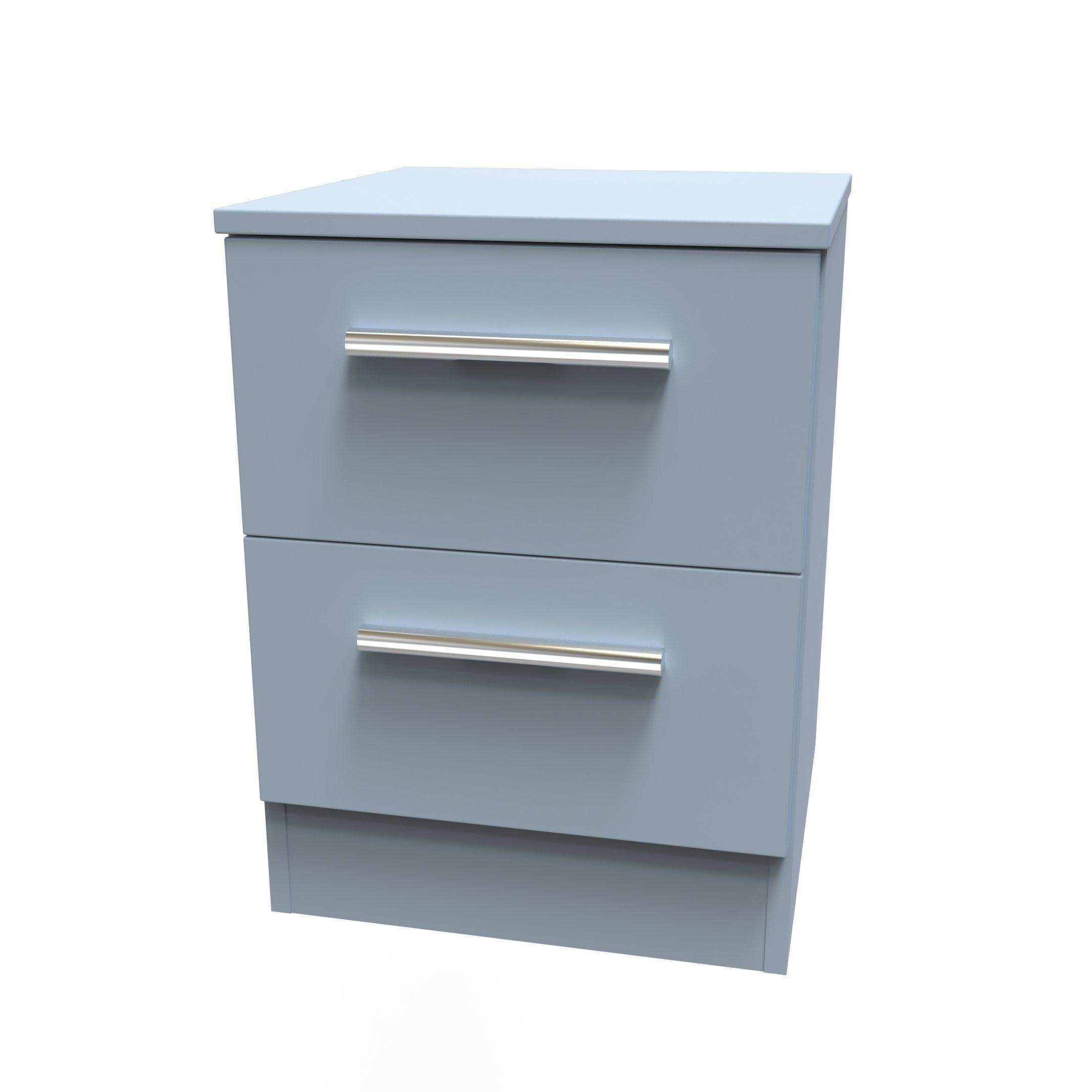 Denim Blue - Welcome Furniture - Contrast SMART 2 Drawer Bedside Cabinet - 4