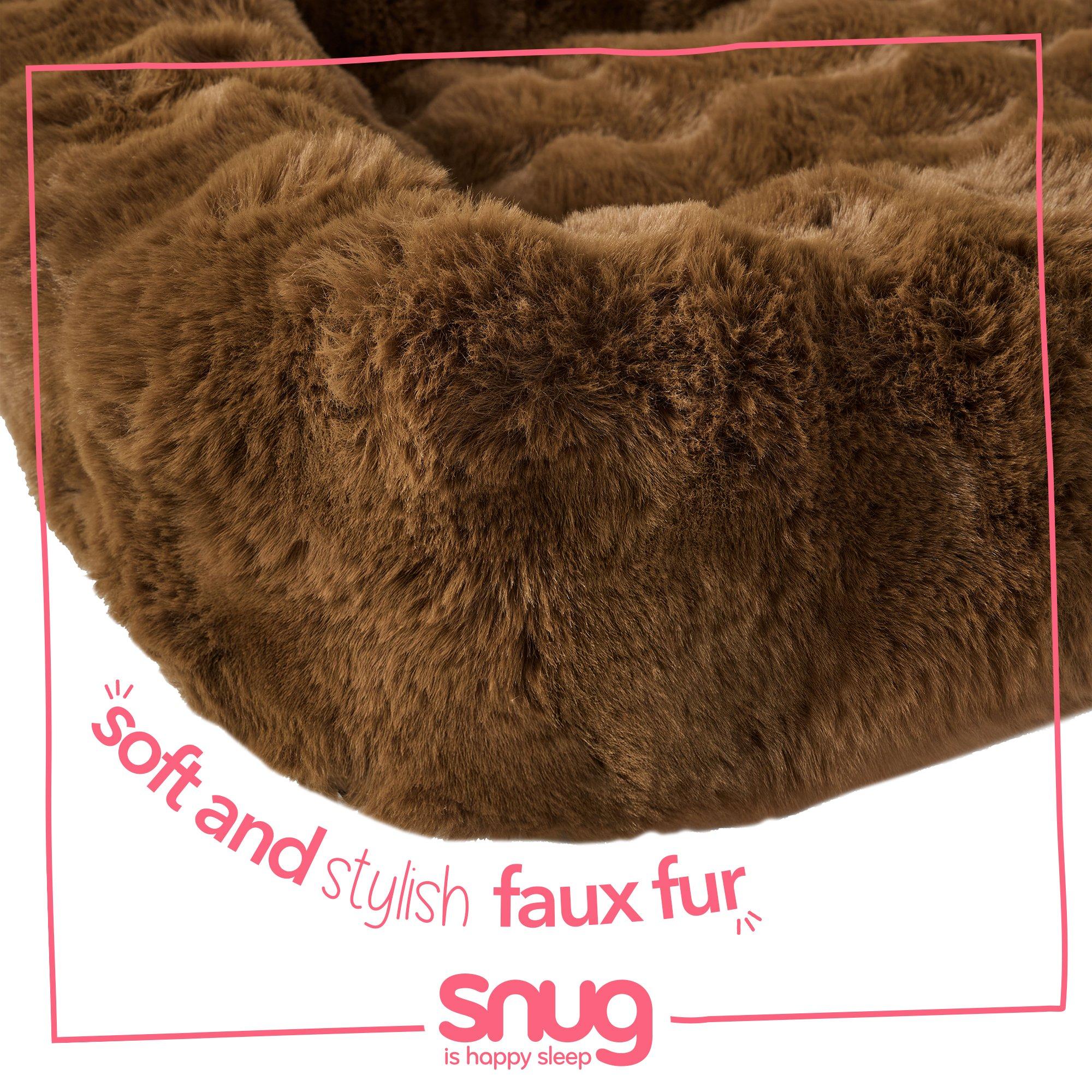 Brown - Snug - Super Cosy Faux Fur Box Pet Bed - 4