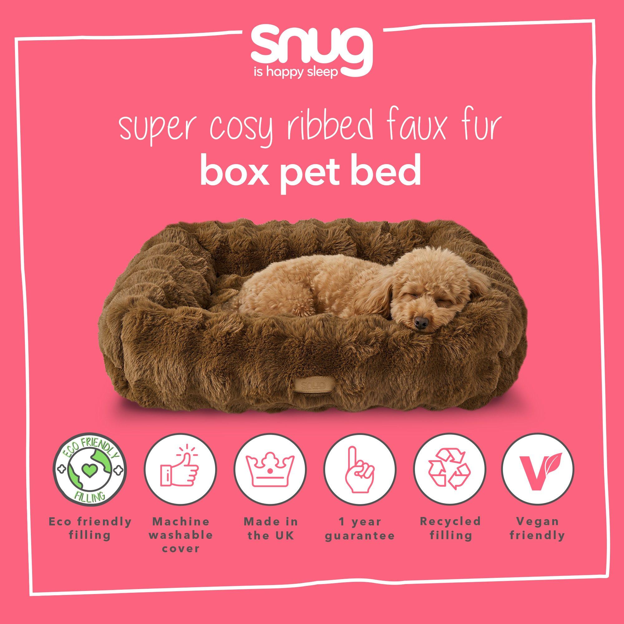 Brown - Snug - Super Cosy Faux Fur Box Pet Bed - 7