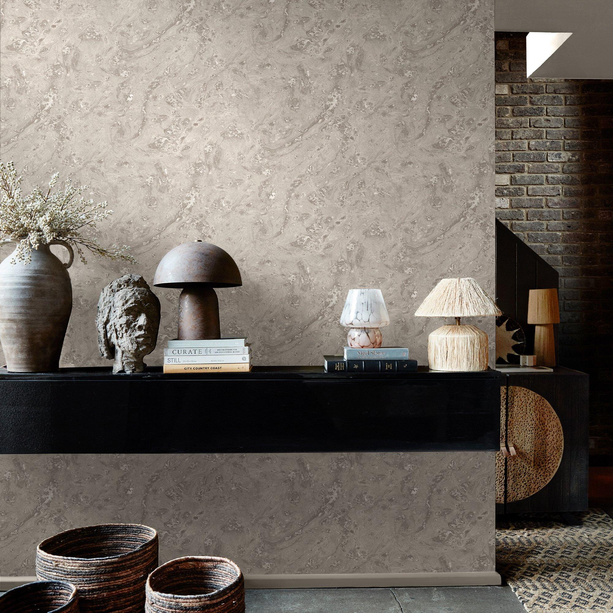 Grey - Abigail Ahern - Boheme Marble Dove Wallpaper - 1