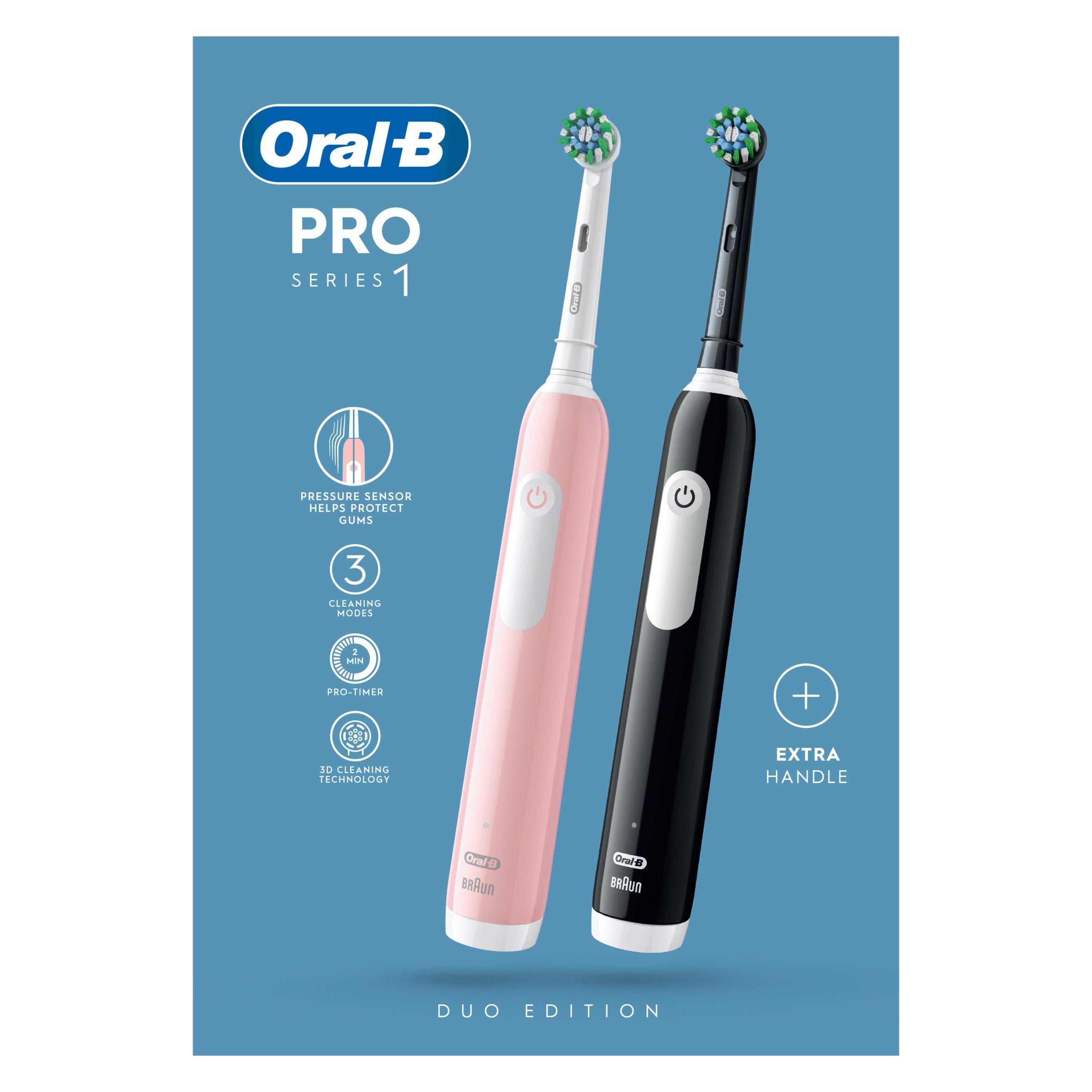 Black & Pink - Oral B - Oral-B Pro Series 1 Black & Pink Duo Toothbrushes - 2