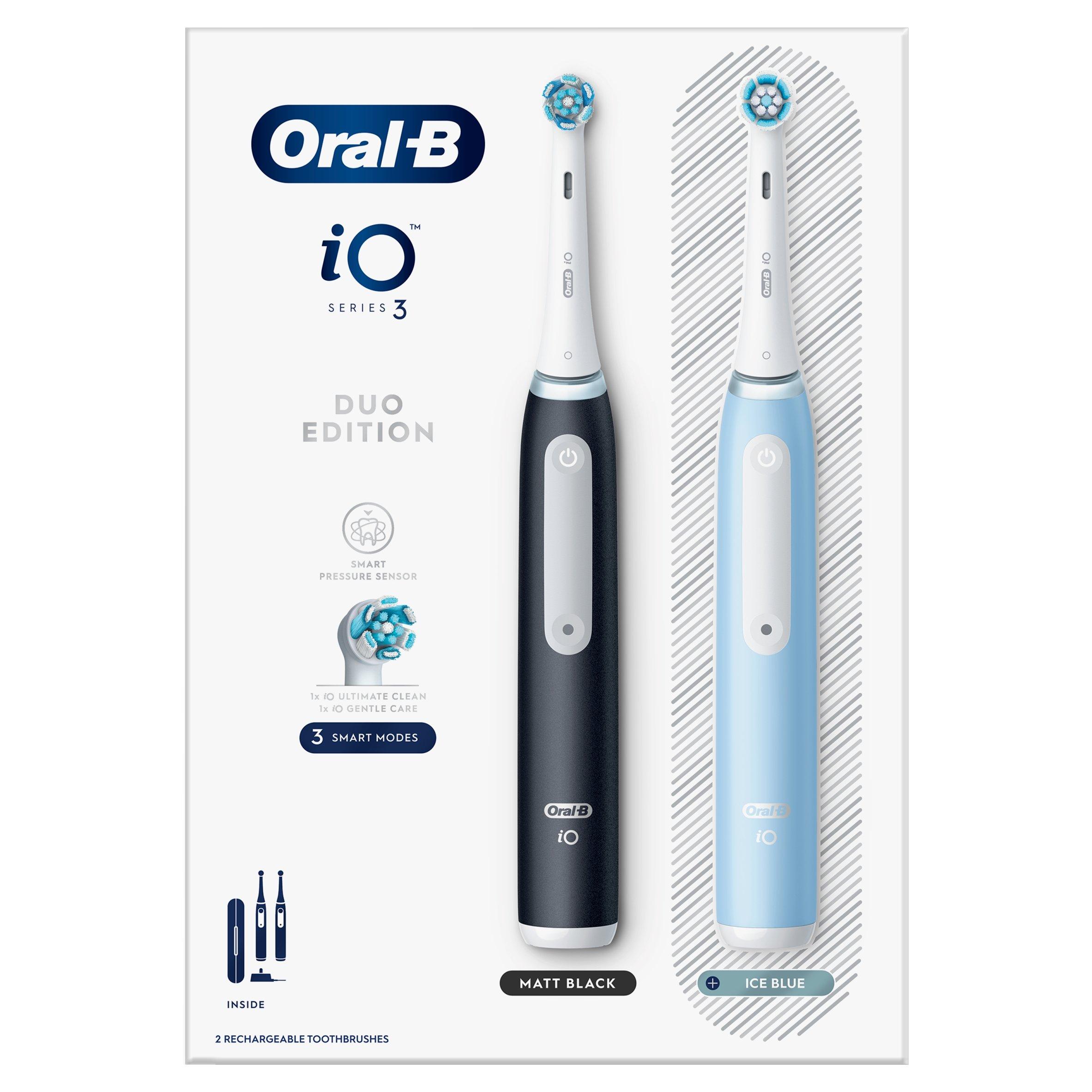 Black & Blue - Oral B - Oral-B iO3 MattBlack & IceBlue Toothbrush Duo+Case - 2