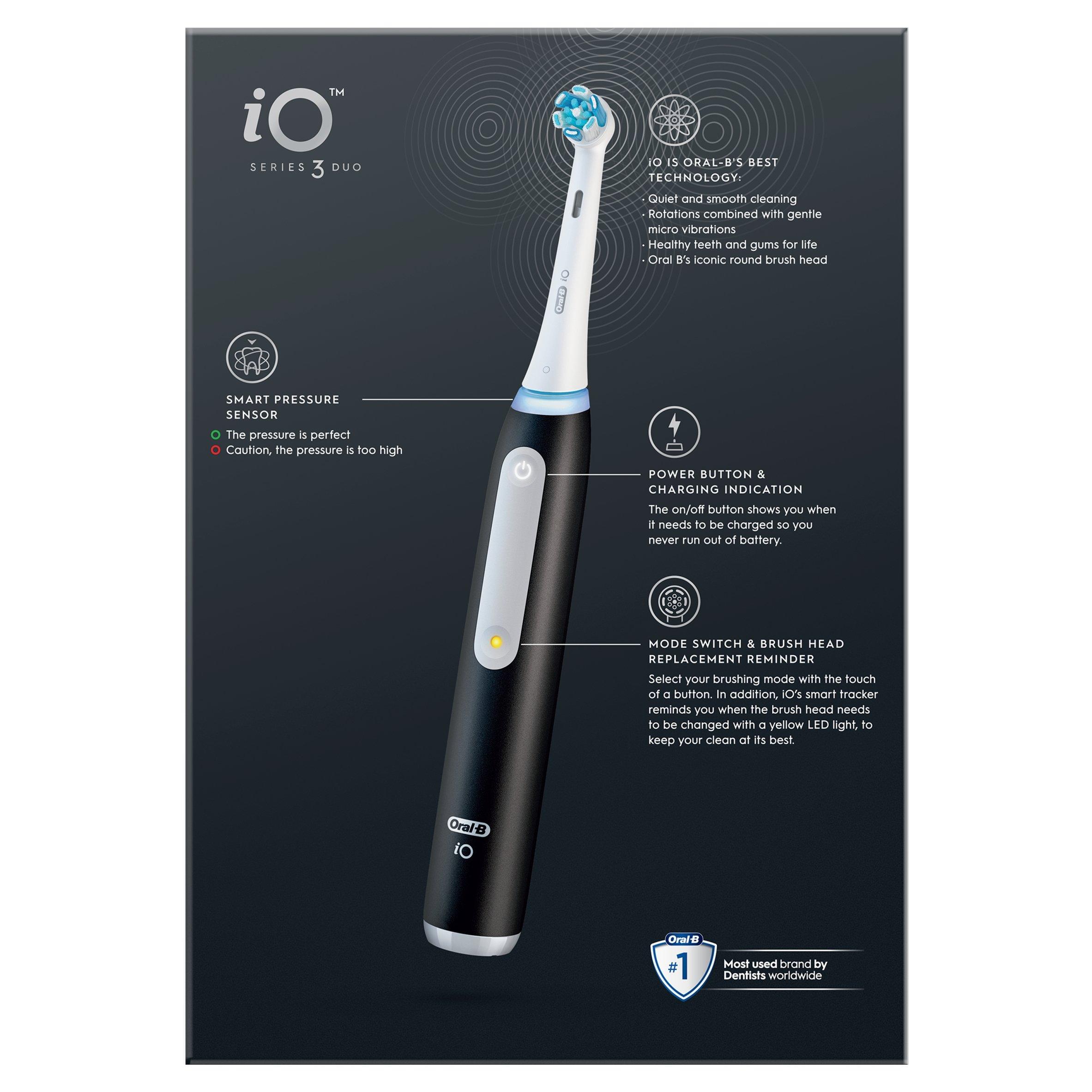 Black & Blue - Oral B - Oral-B iO3 MattBlack & IceBlue Toothbrush Duo+Case - 12